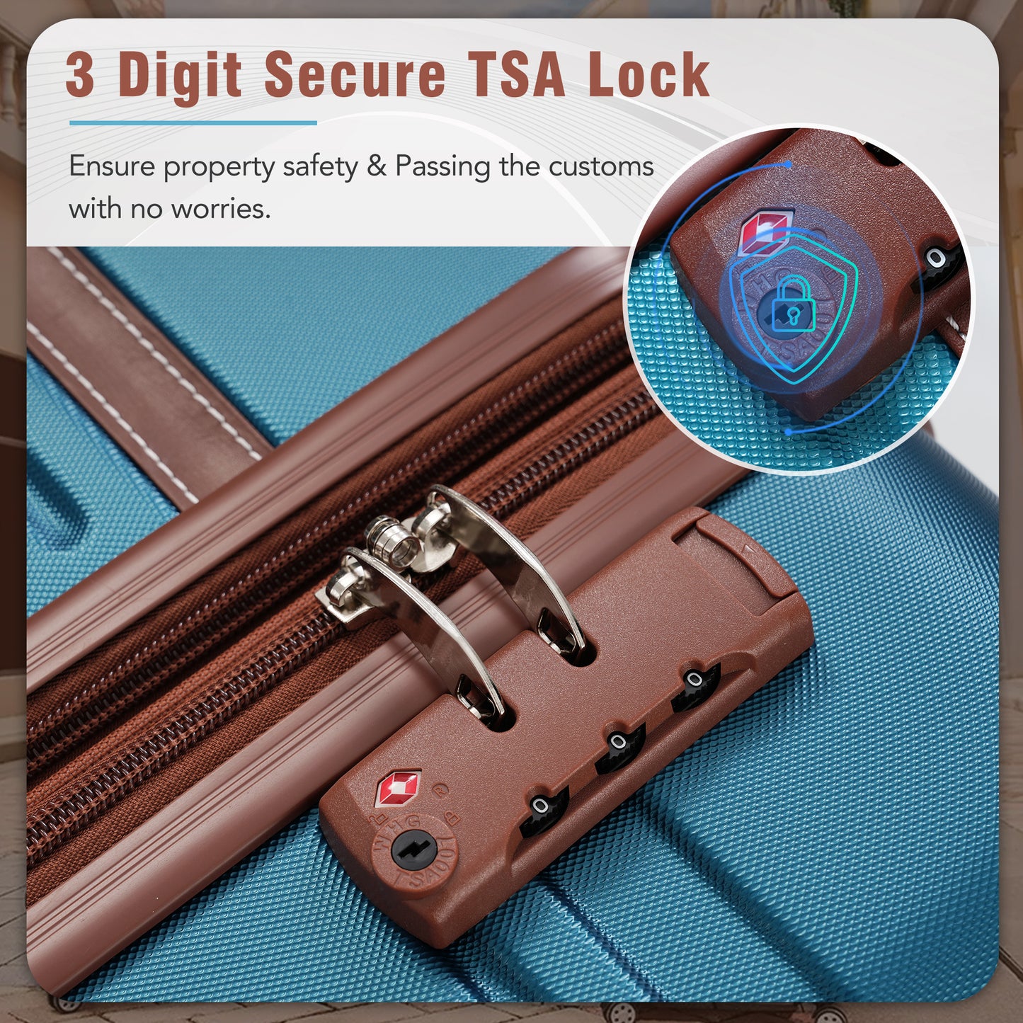 Brown digit TSA luggage lock with secure dial for travel safety