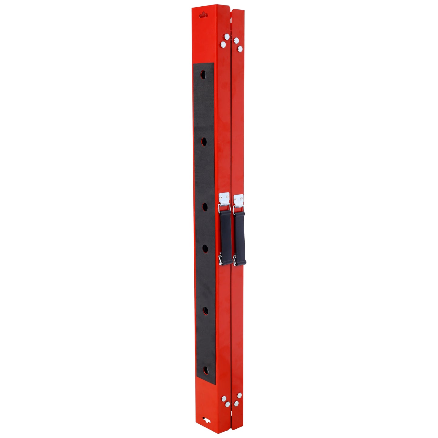 Red foldable goalposts made of sturdy metal ideal for sports practice or backyard games