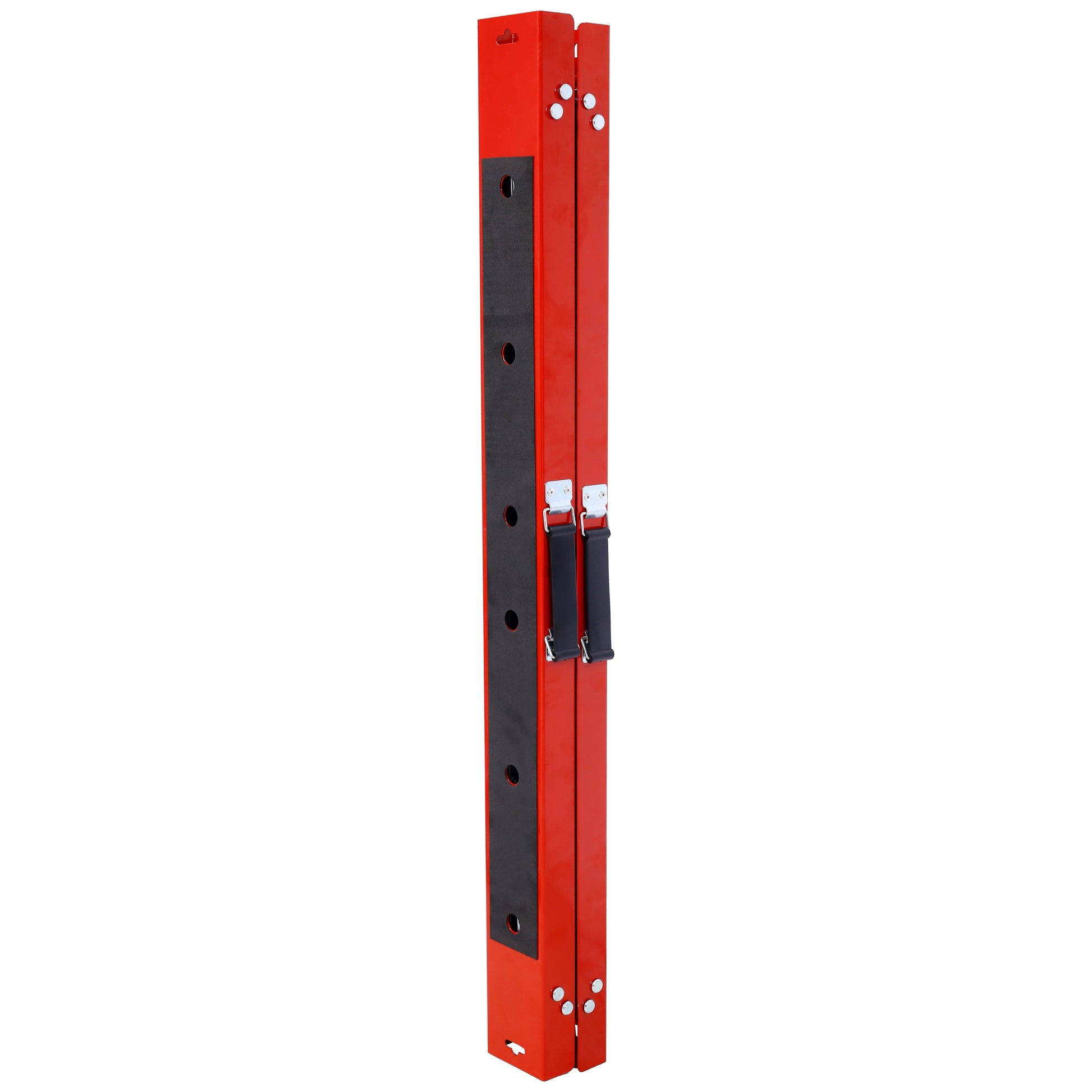Red foldable goalposts made of sturdy metal ideal for sports practice or backyard games