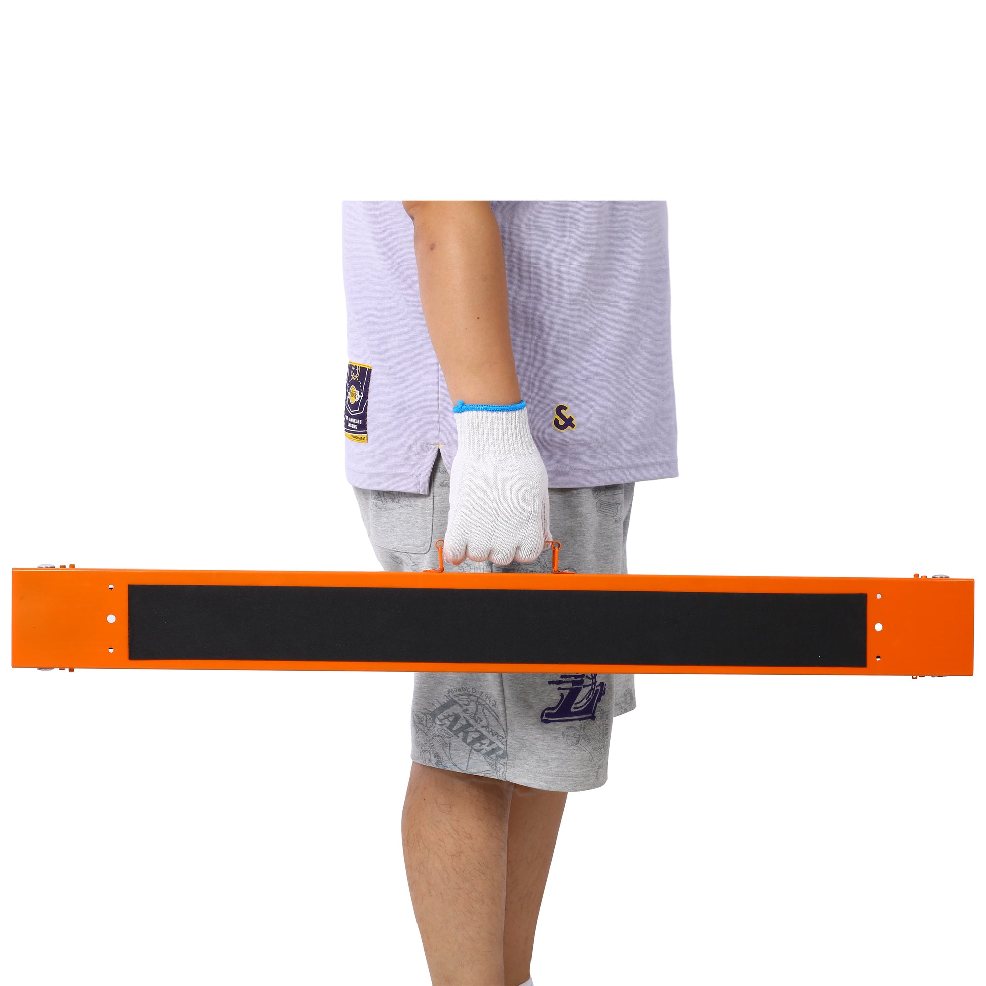 Orange portable ramp with black grip surface ideal for wheelchair accessibility
