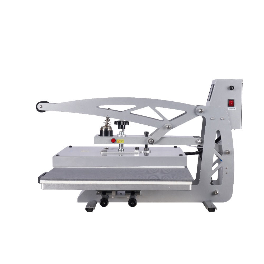 Silver clamshell heat press machine for custom tshirt printing