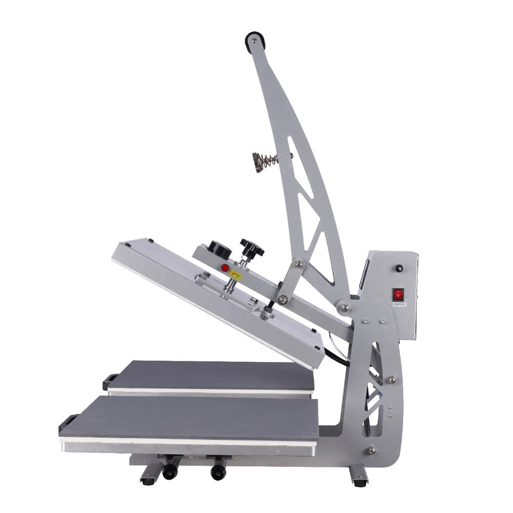 Gray dualplaten heat press machine for sublimation printing on apparel