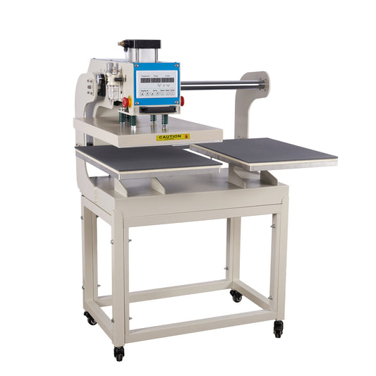 Dualplaten heat press machine with digital controls for apparel customization