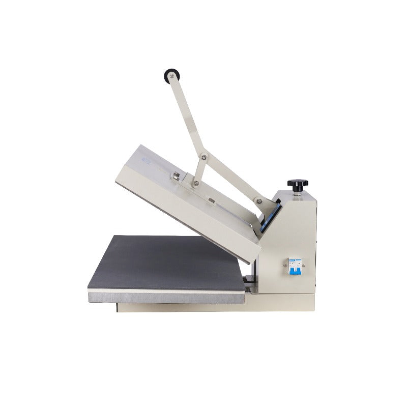 Cream heat press machine with black platen ideal for garment sublimation