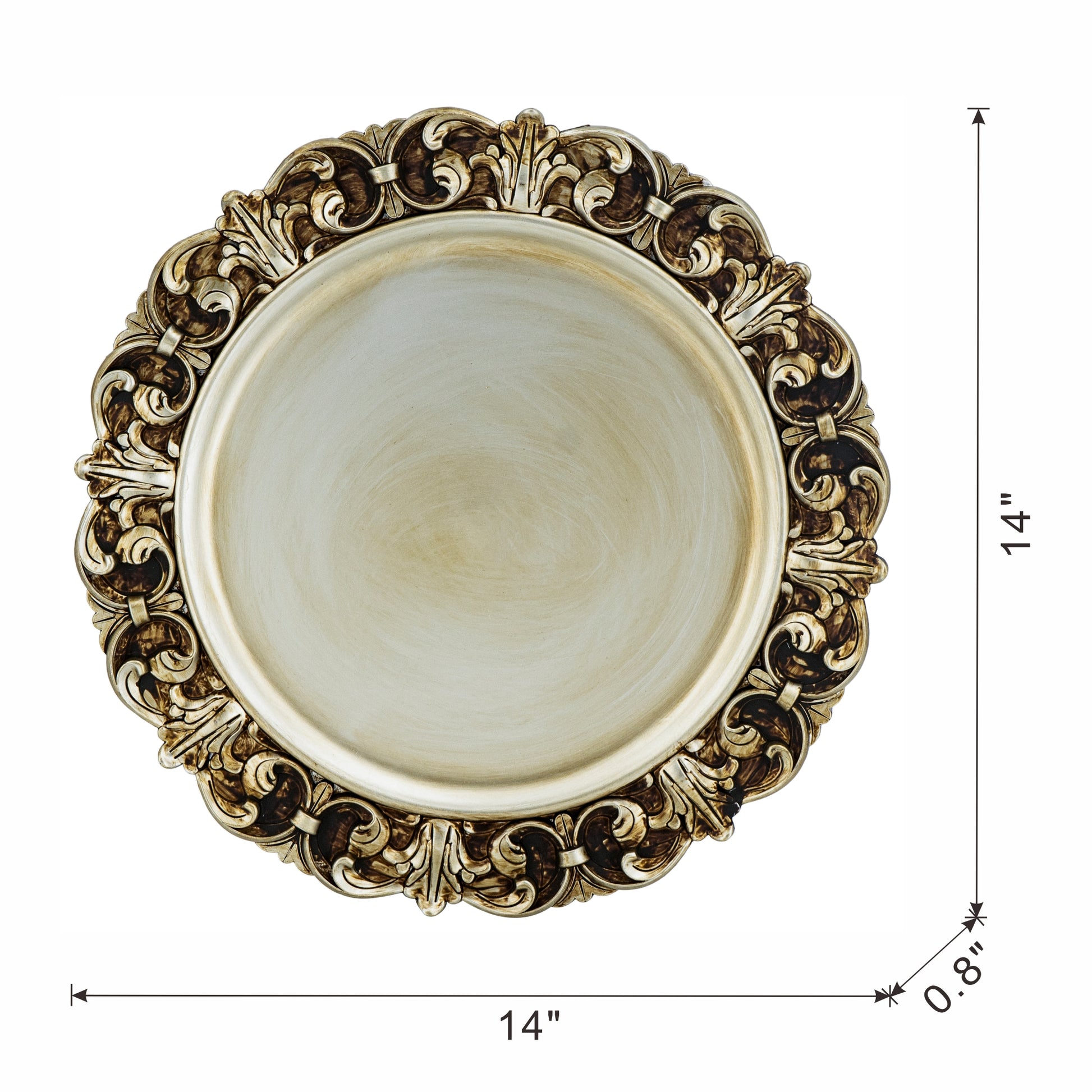 Antique gold baroque serving tray with ornate scrollwork  inches
