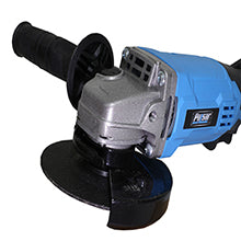Blue and silver compact angle grinder for metal cutting