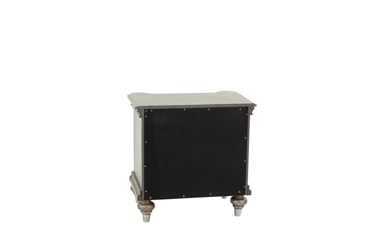 Antique grey nightstand with decorative carved legs