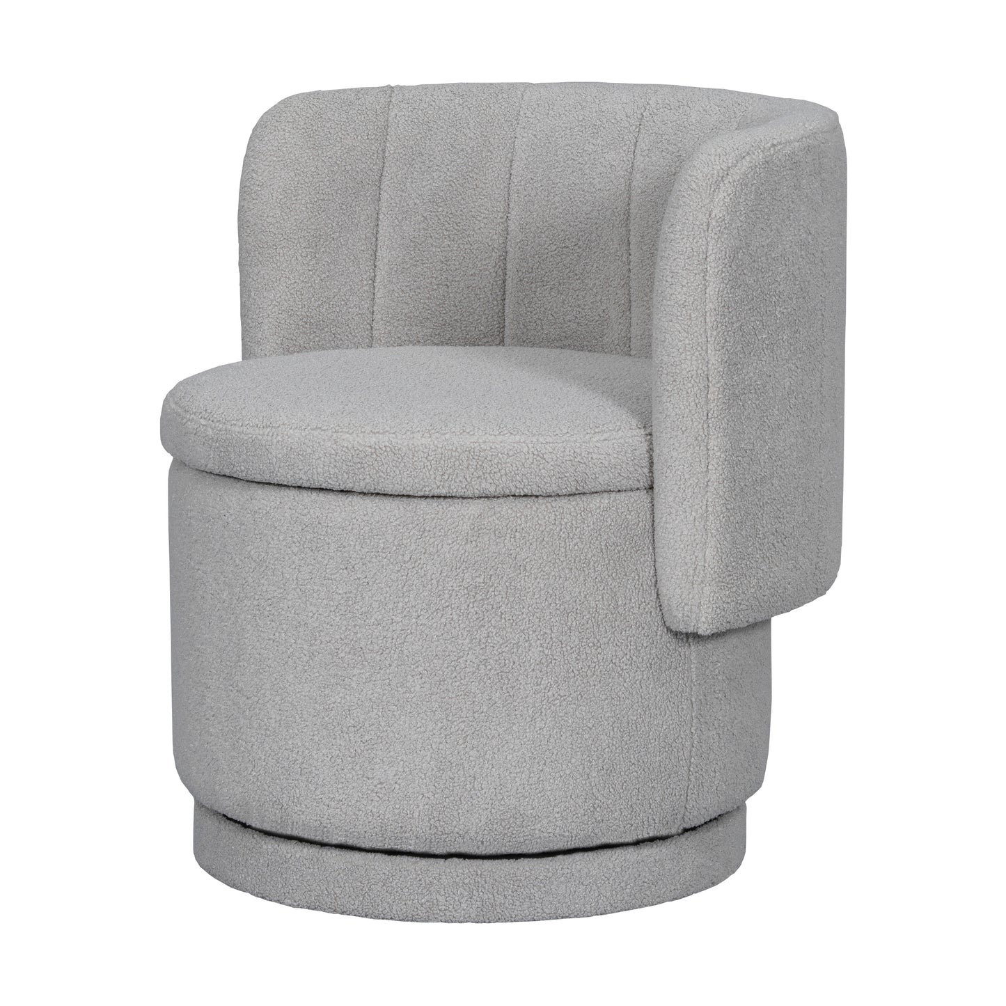 Grey teddy fabric swivel accent chair with plush cushioning