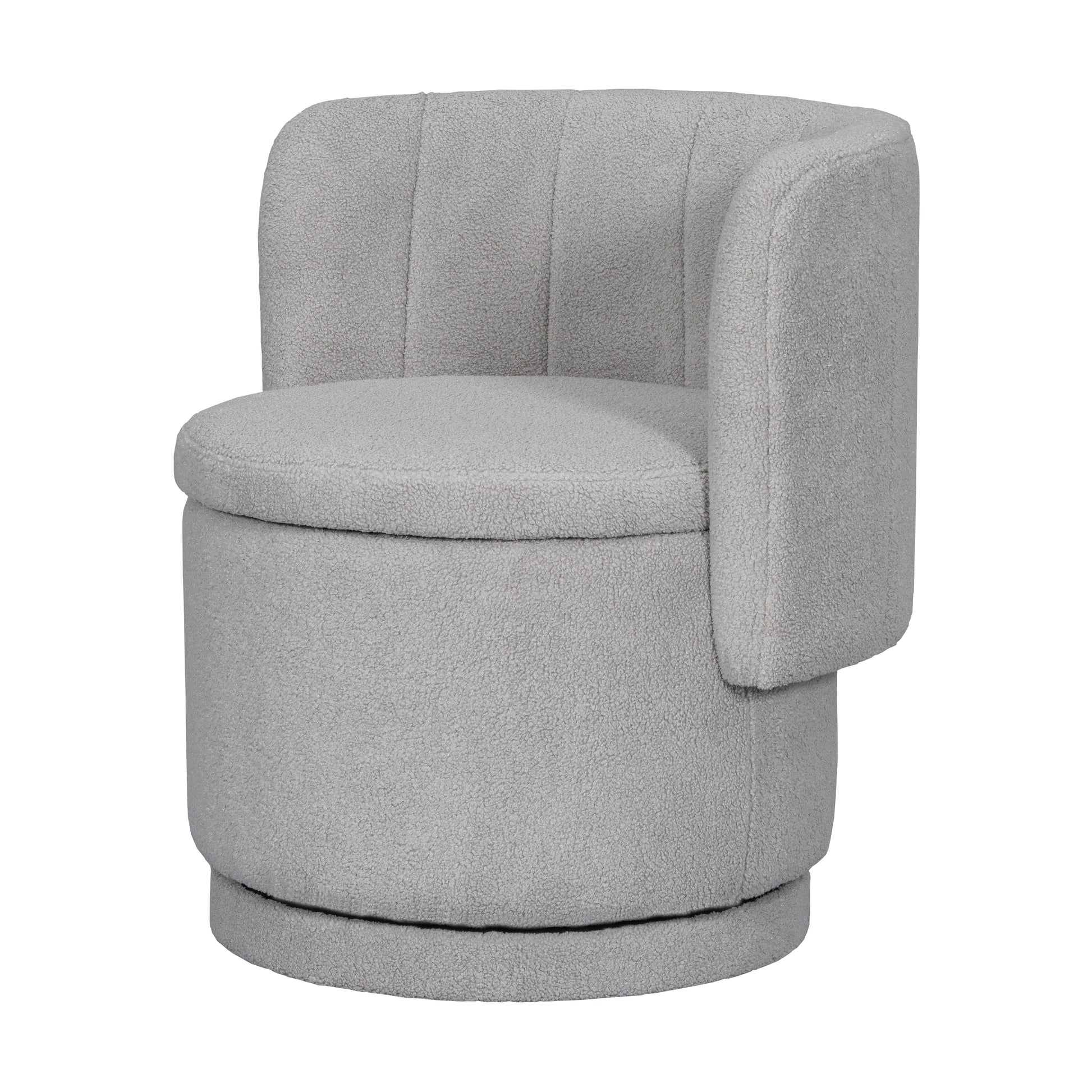 Grey teddy fabric swivel accent chair with plush cushioning