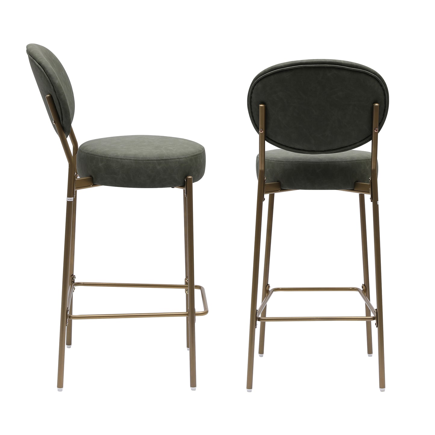 Dark green velvet bar stool with gold metal legs oval back