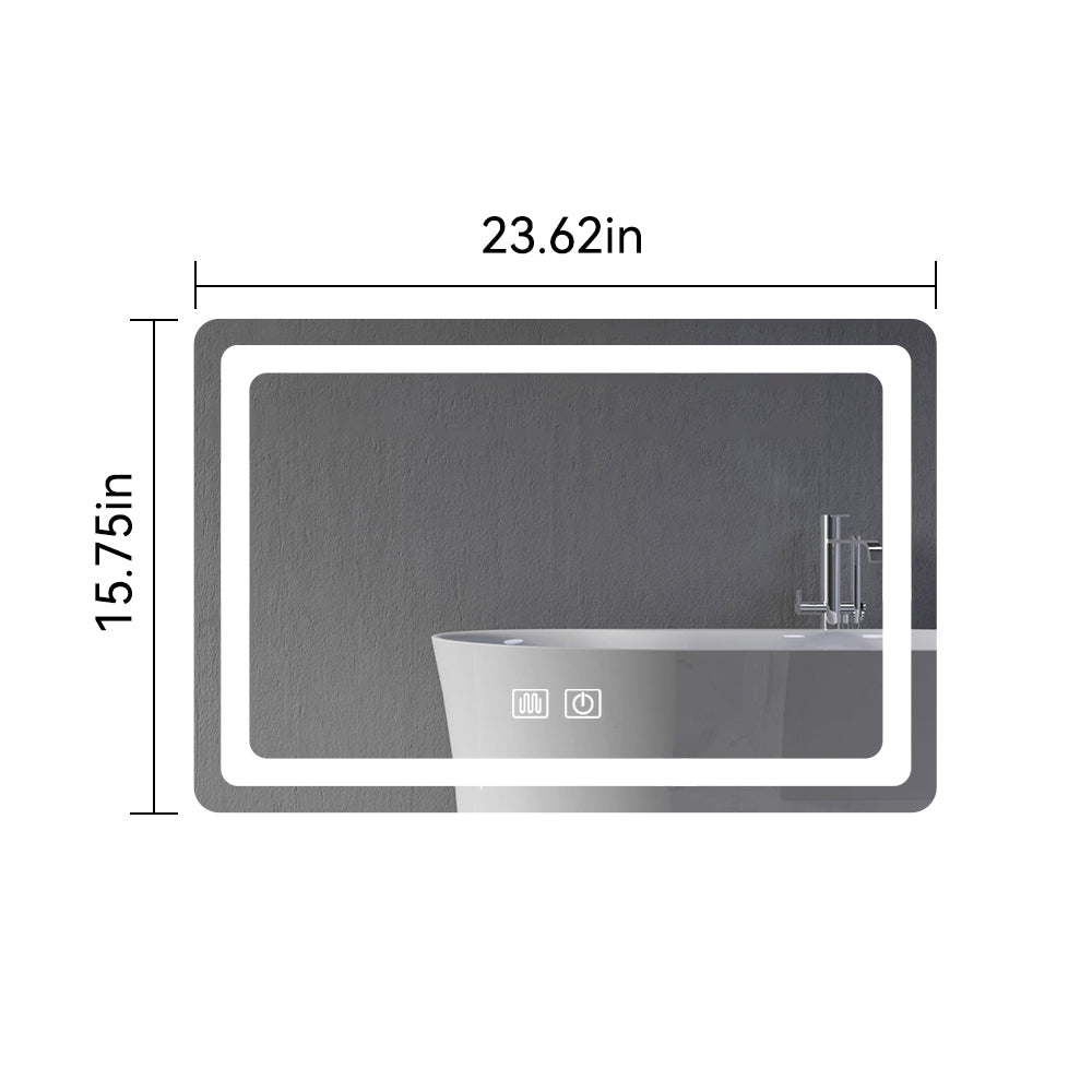 Modern LED bathroom mirror in x in with touch controls and integrated lighting