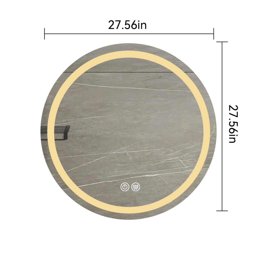 in round illuminated bathroom mirror with touch controls