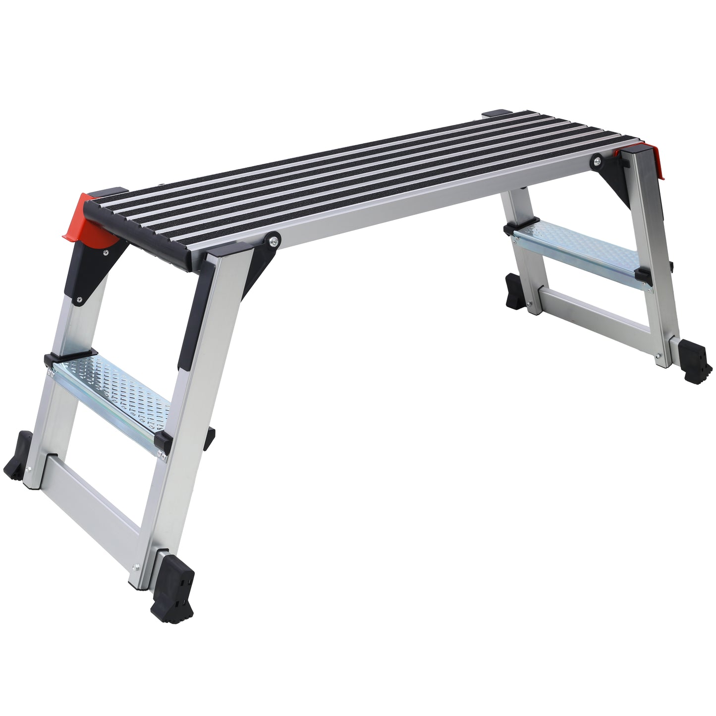 Compact aluminum step stool with antislip ribbed platform for secure footing