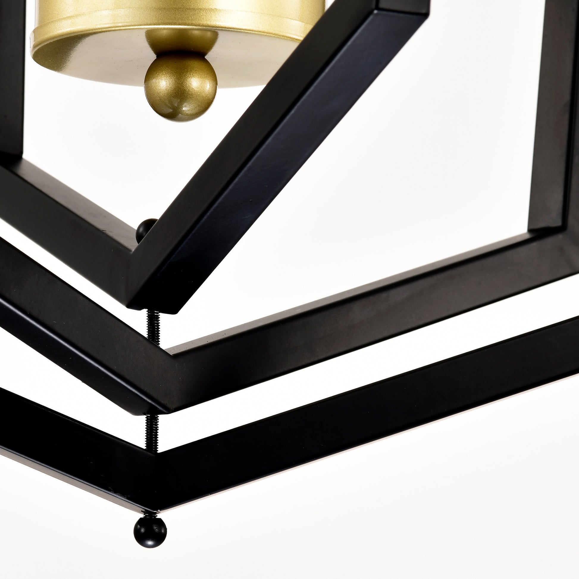 Geometric black metal pendant light fixture with gold accents