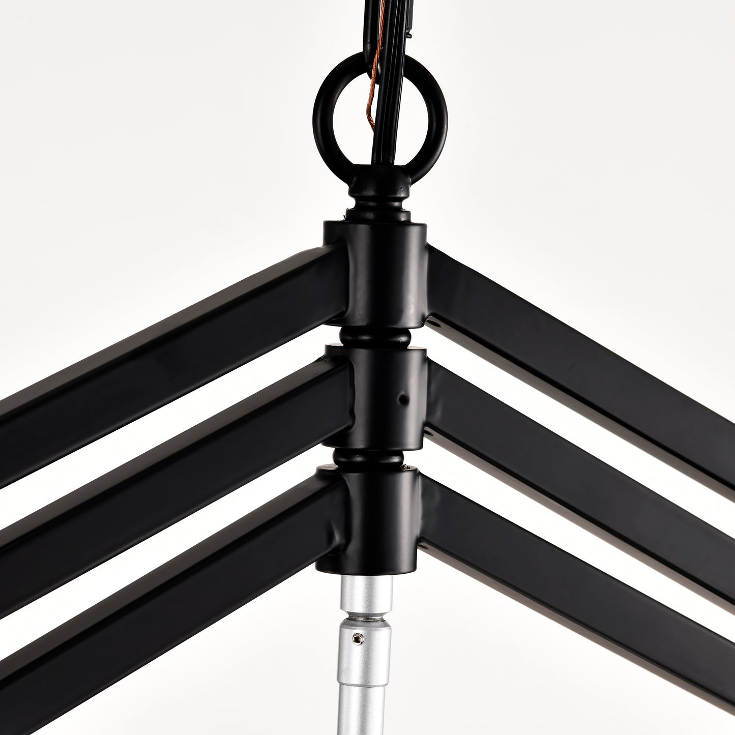 Black metal articulated arm lamp hardware with adjustable joint and mounting ring