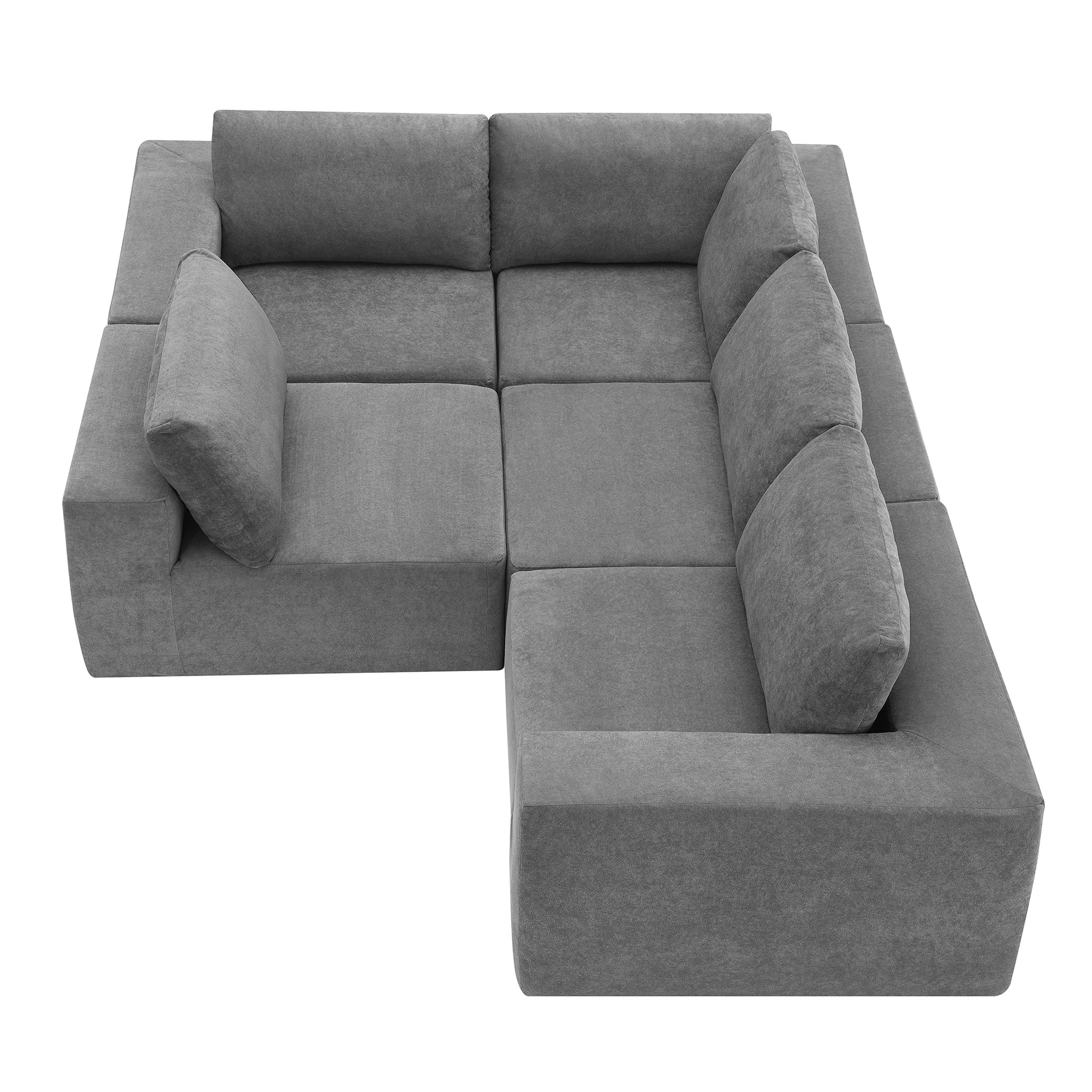 Grey sectional sofa with plush cushions modern living room furniture