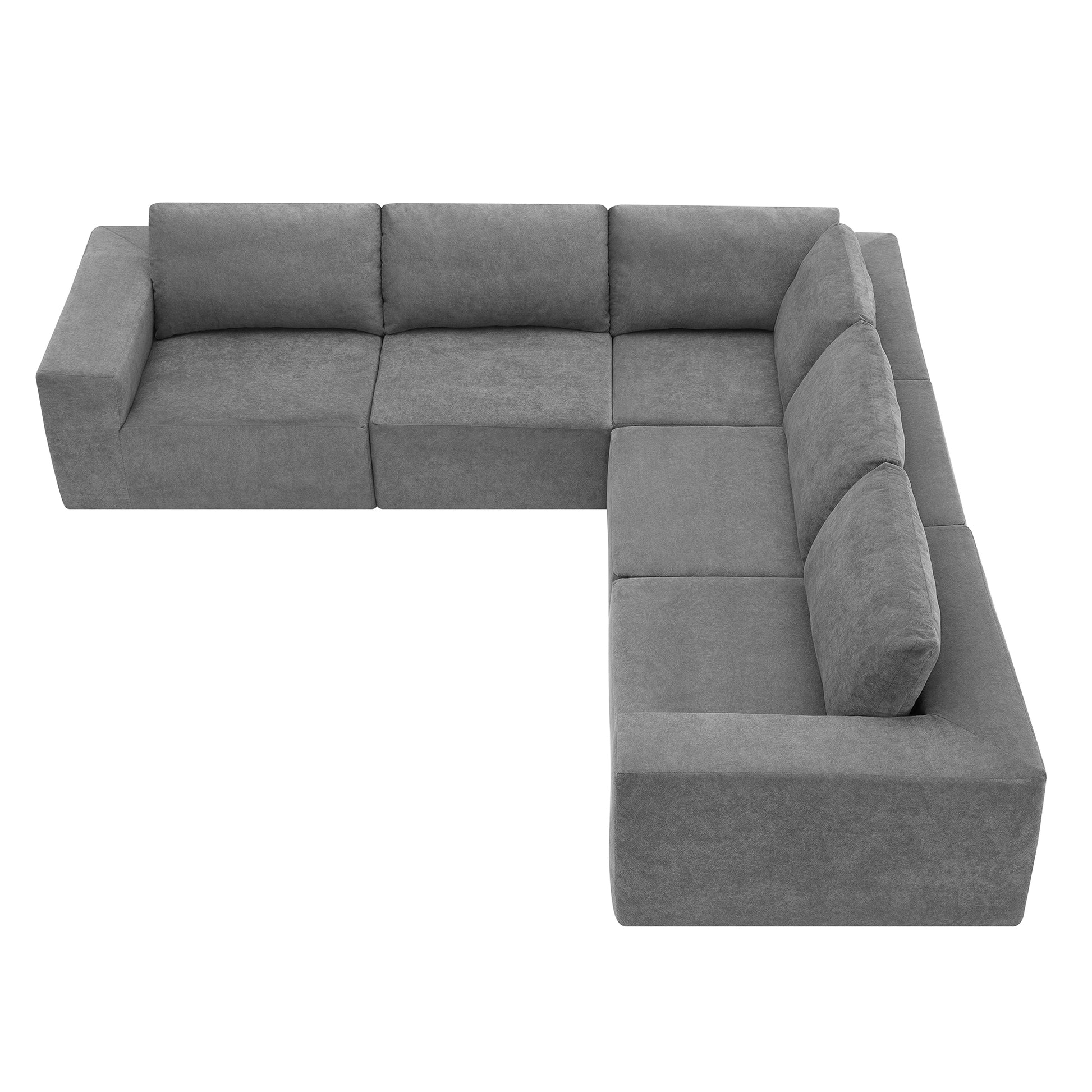 Gray fabric sectional sofa with plush cushions for a modern living room
