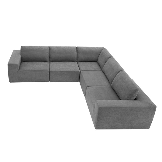 Modern grey fabric sectional sofa with plush cushions perfect for living rooms