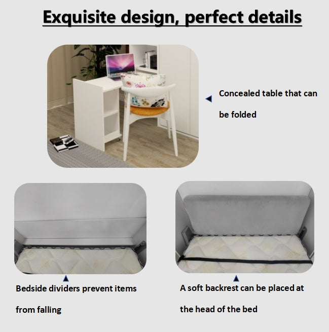 White folding desk with a laptop and chair setup