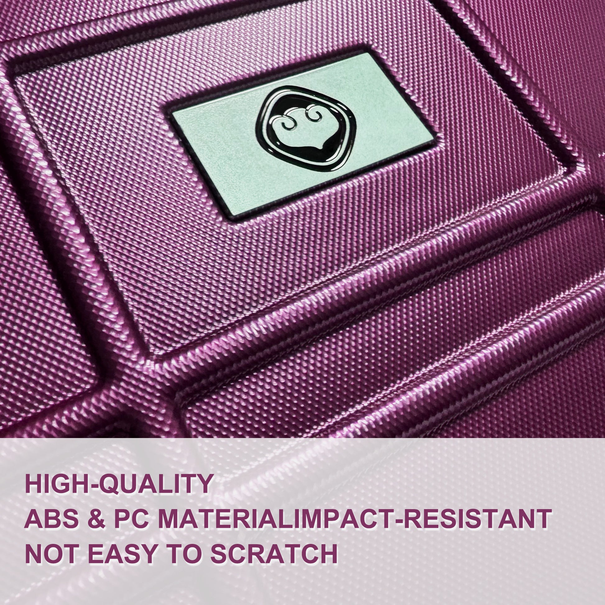Textured purple ABS  PC luggage impactresistant and scratchproof with cloud emblem