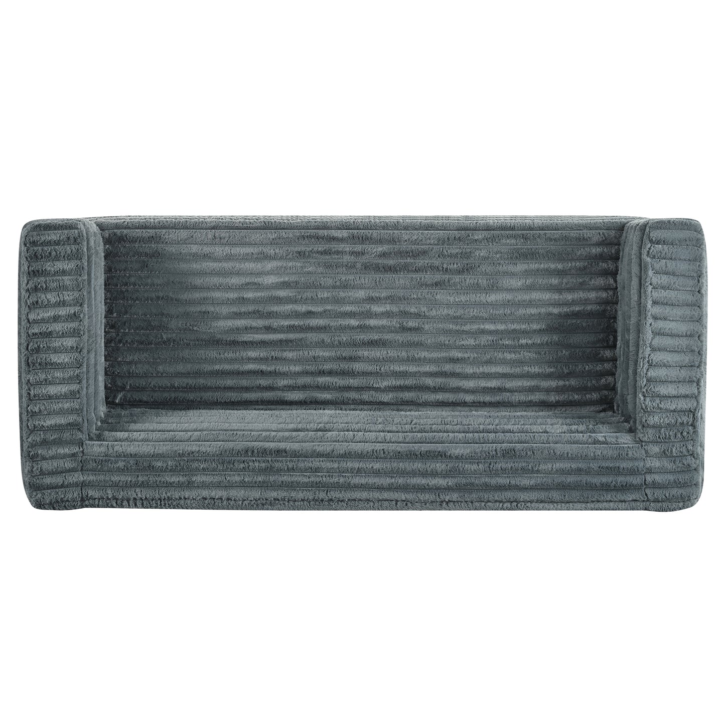 Plush charcoal grey corduroy dog bed with raised sides for comfort and security