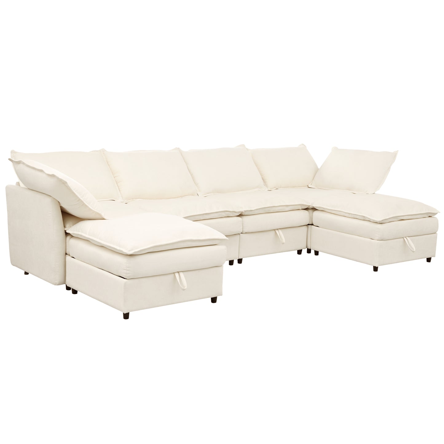 Plush cream sectional sofa with chaise lounge and hidden storage for modern living spaces