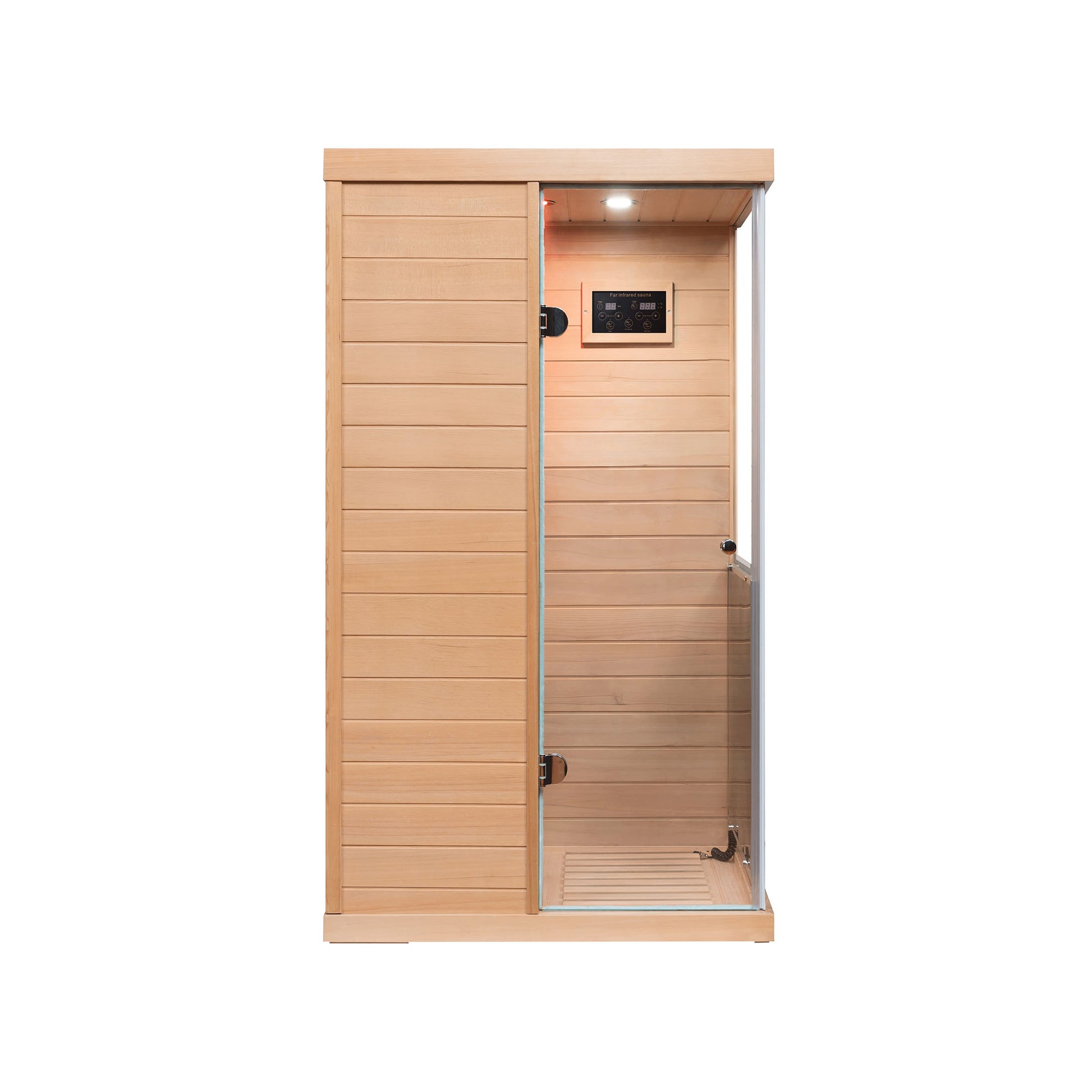 One person cedar infrared sauna with glass door and digital controls