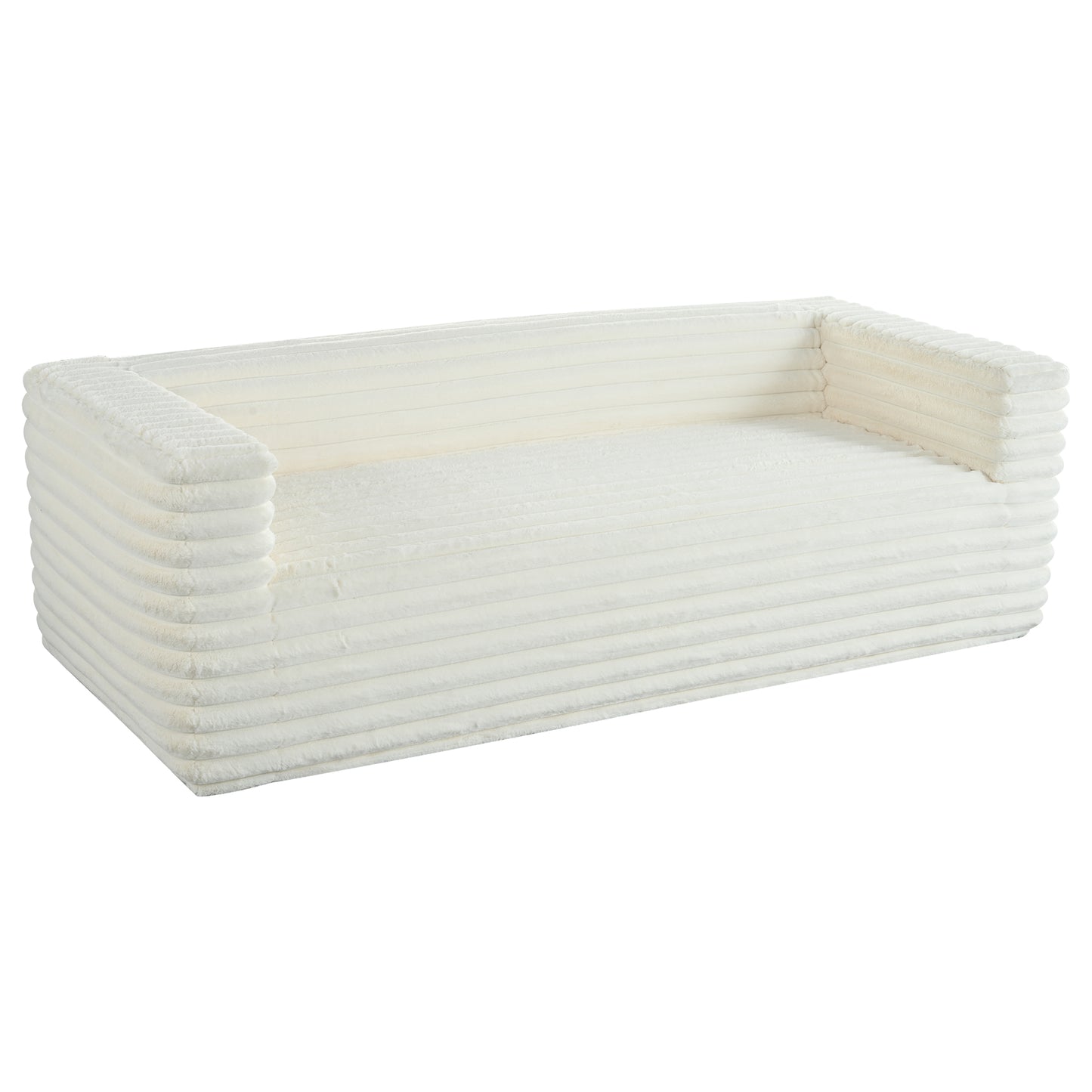 Cream corduroy dog bed with raised sides for ultimate comfort and security
