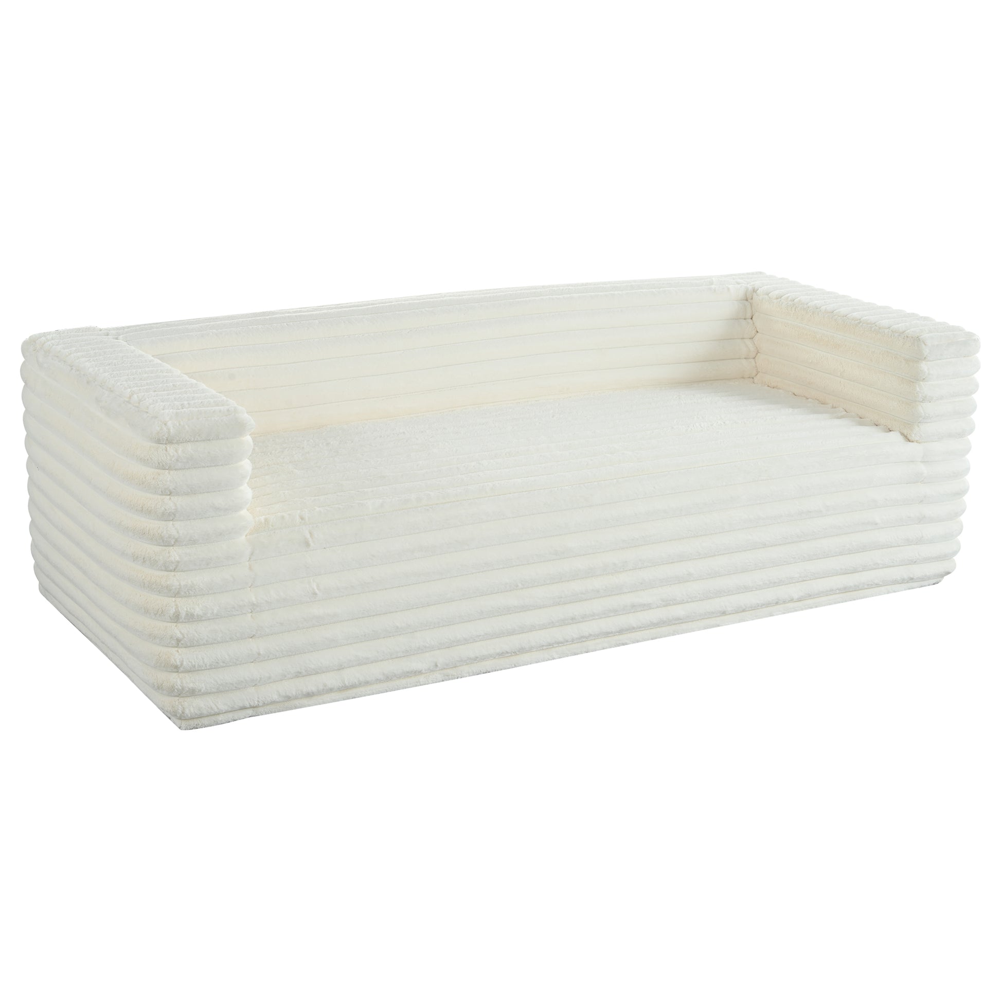 Cream corduroy dog bed with raised sides for ultimate comfort and security