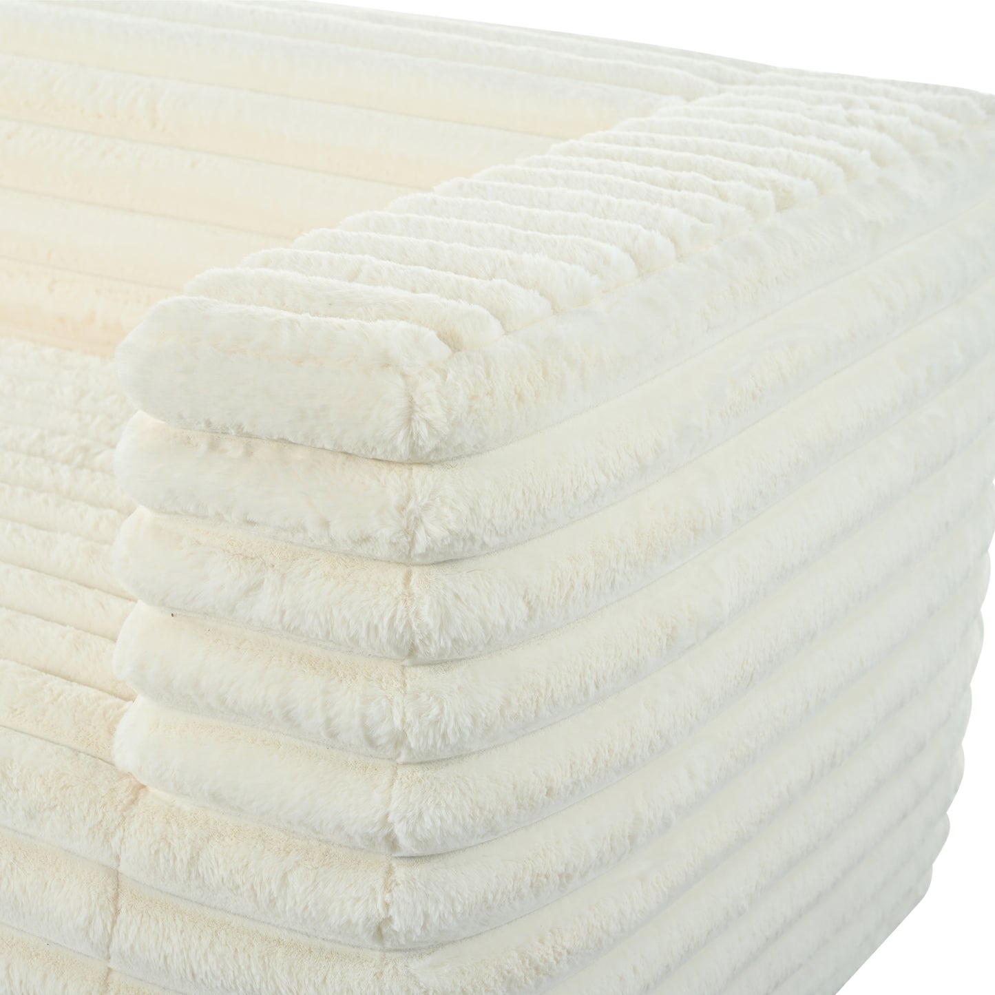 Cream corduroy plush fabric soft texture suitable for cozy seating