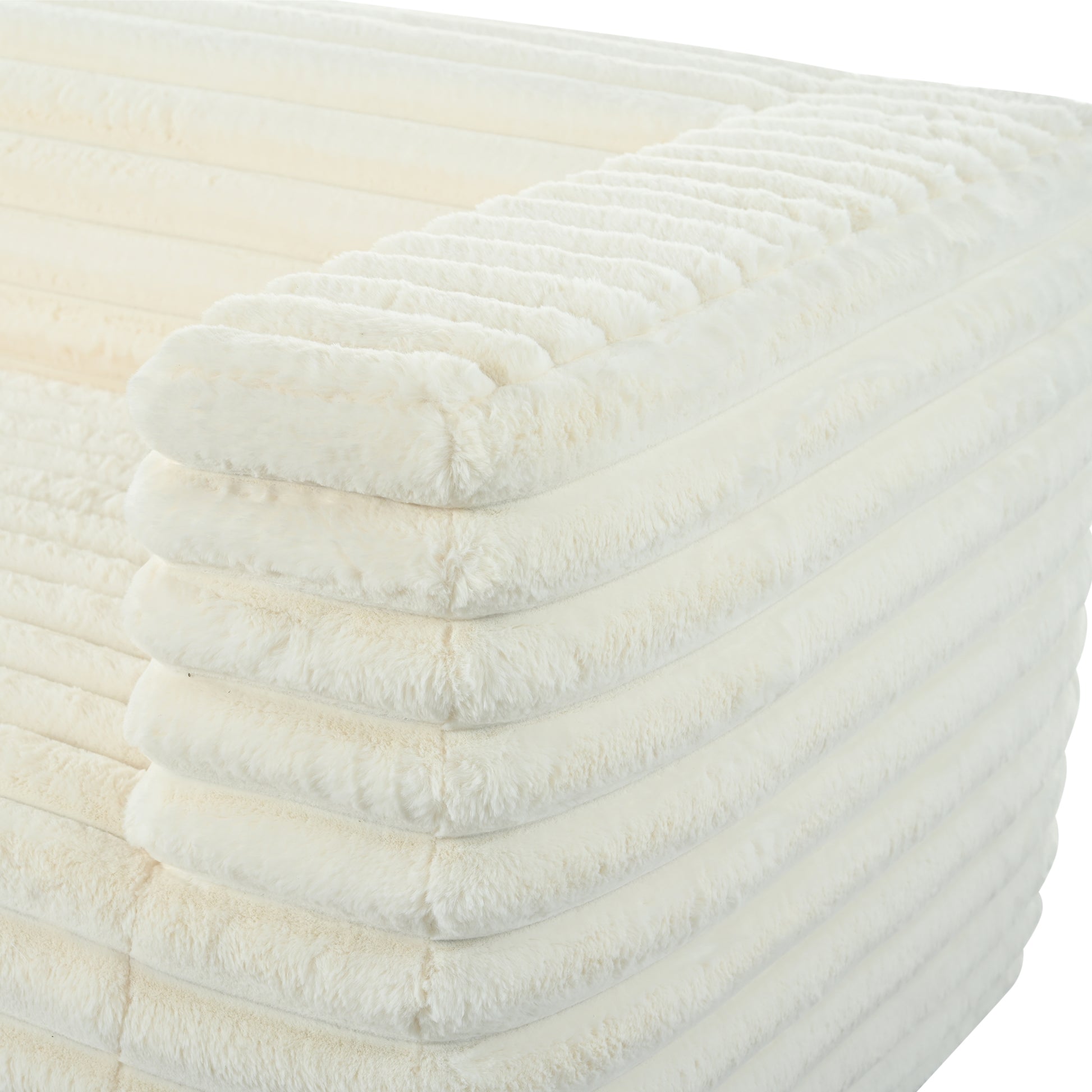 Cream corduroy plush fabric soft texture suitable for cozy seating