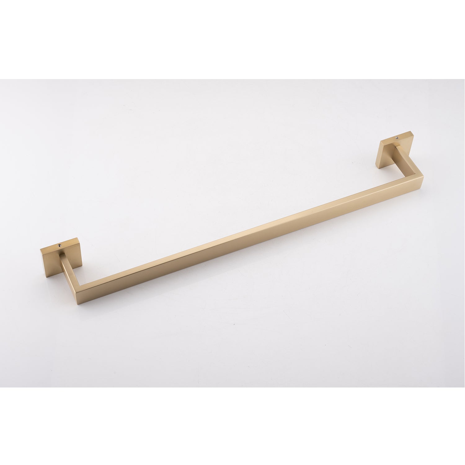 Brushed brass single towel bar with modern square mountings