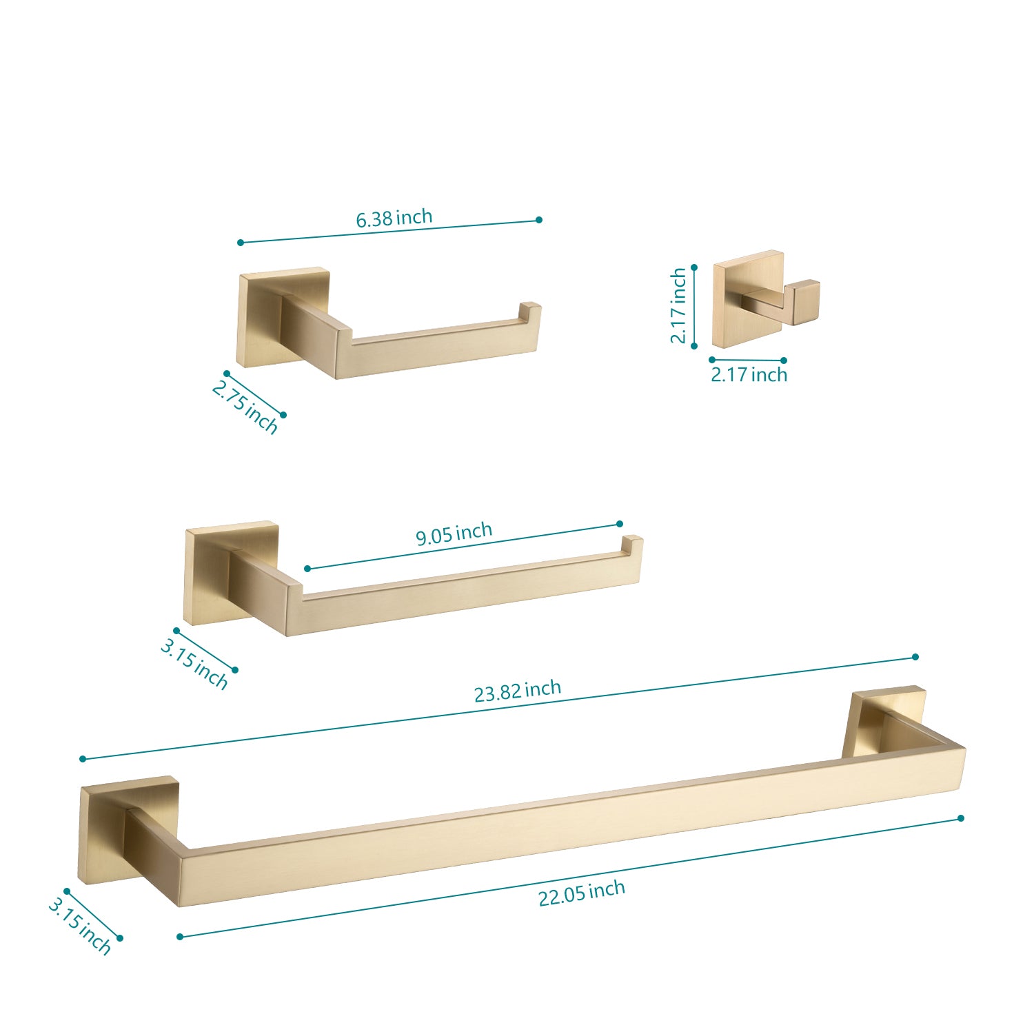Brushed gold toilet paper holder with modern square base