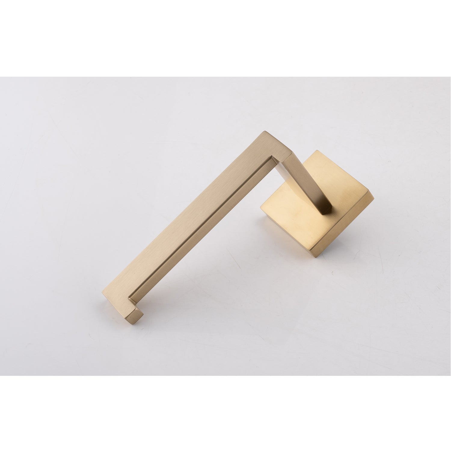 Modern brushed brass cabinet handle with clean geometric lines
