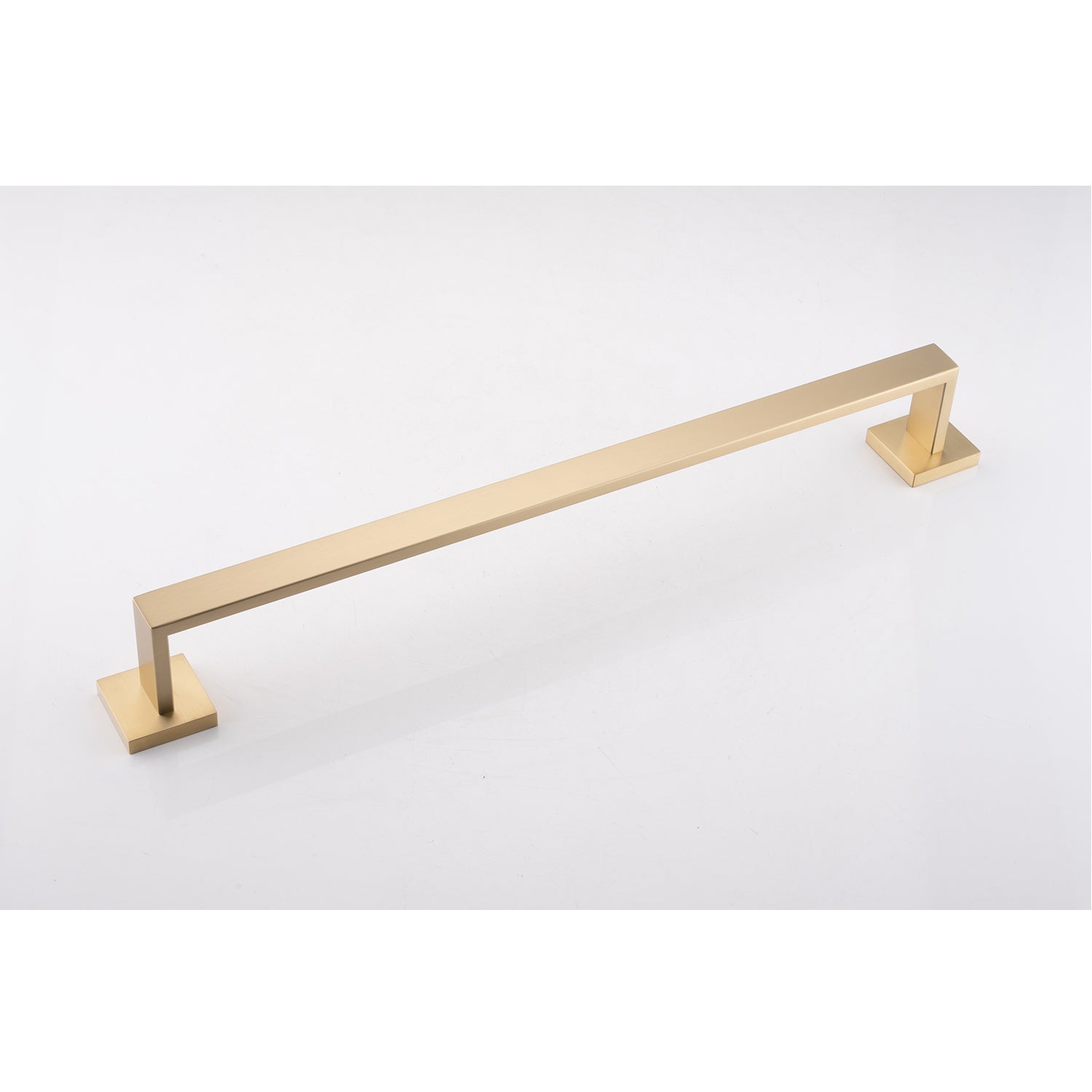 Brushed gold modern towel bar with square mounting plates