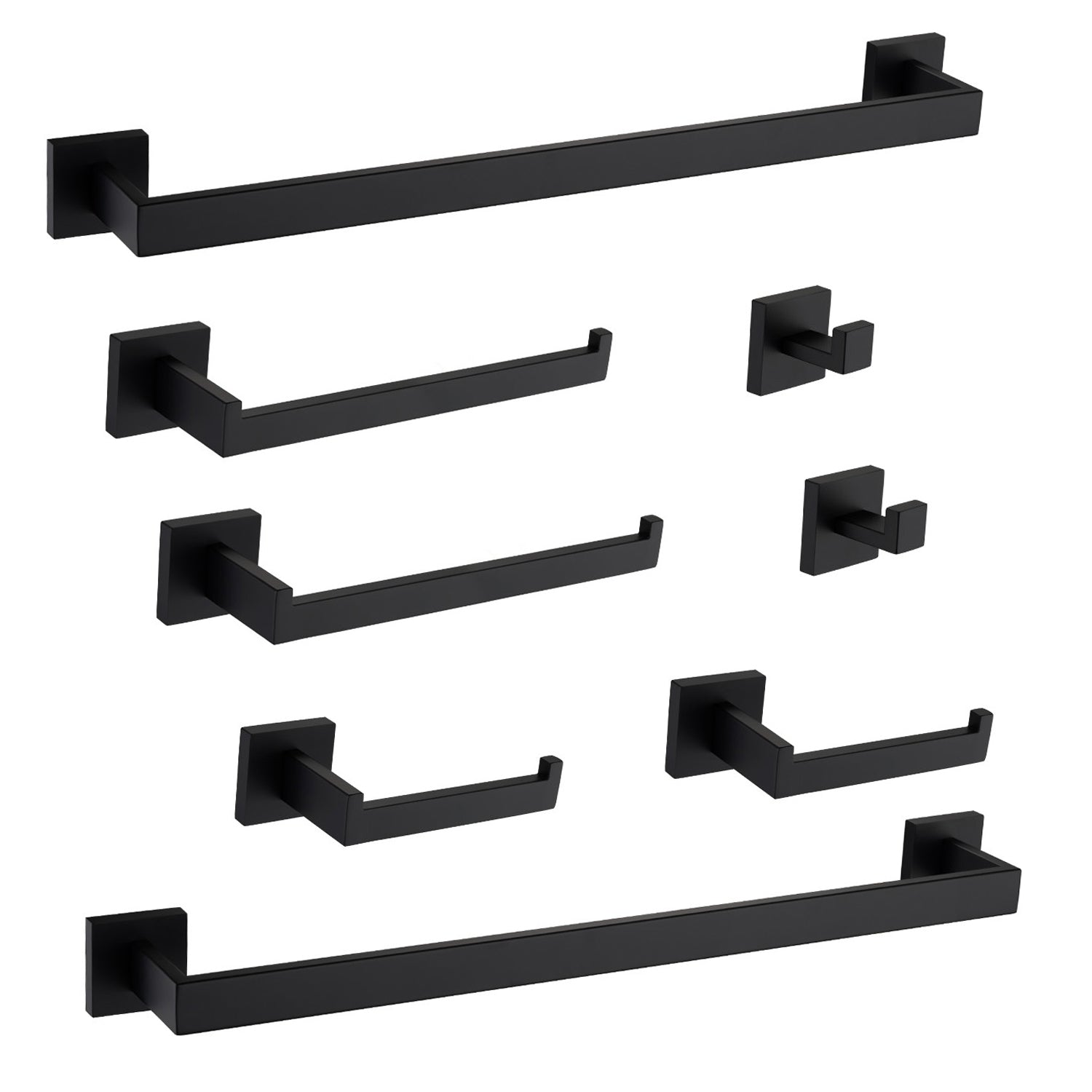 Black modern bathroom hardware set towel bar robe hooks toilet paper holder
