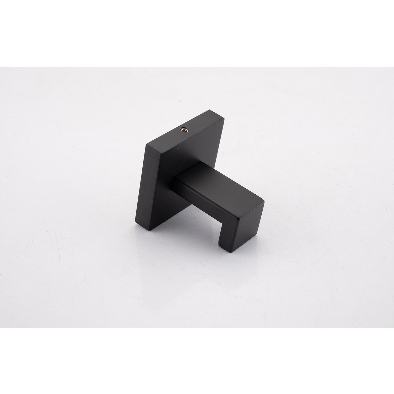 Modern black matte finish wall hook with a sleek square base and Lshaped arm