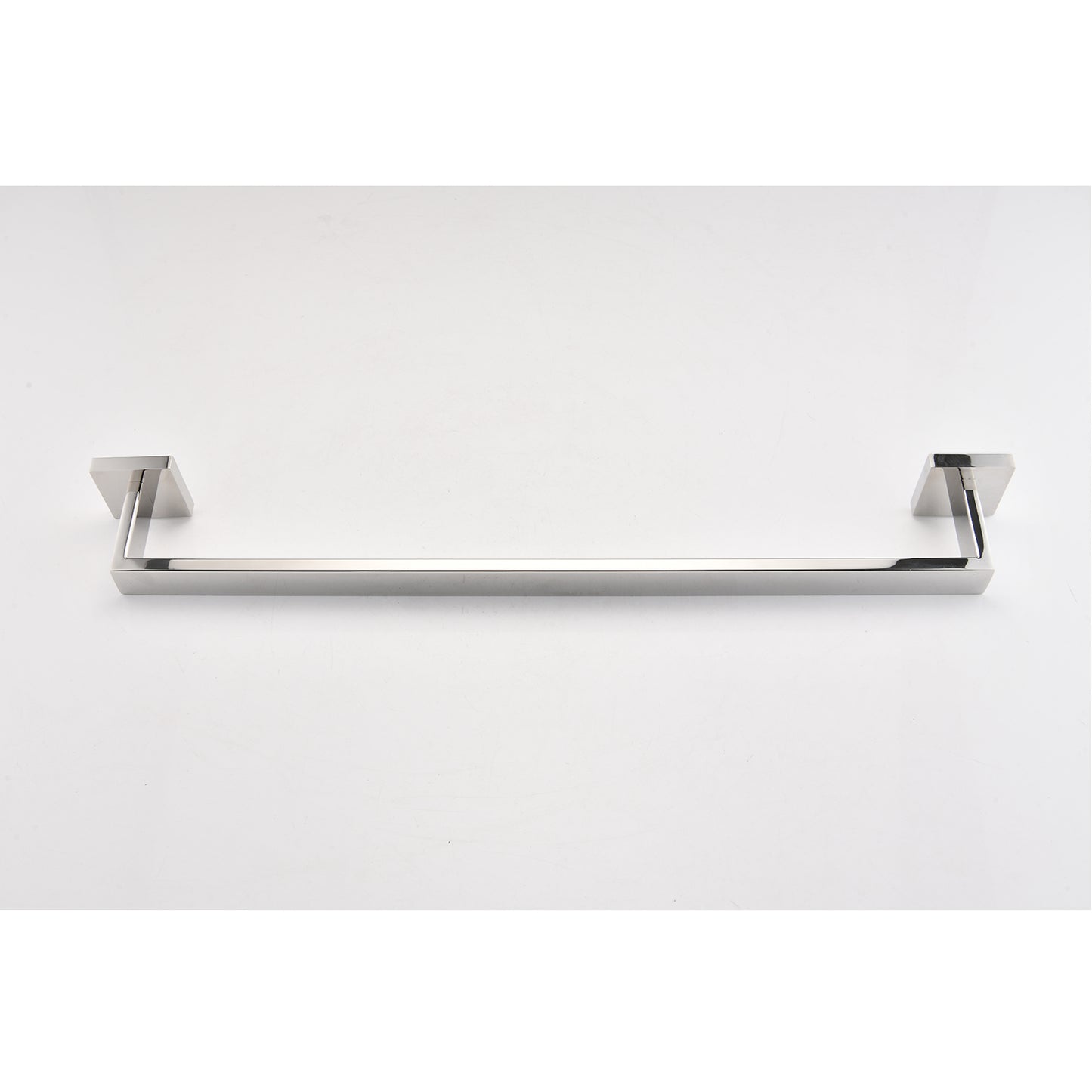 Sleek chrome finished single towel bar with modern square mounting brackets