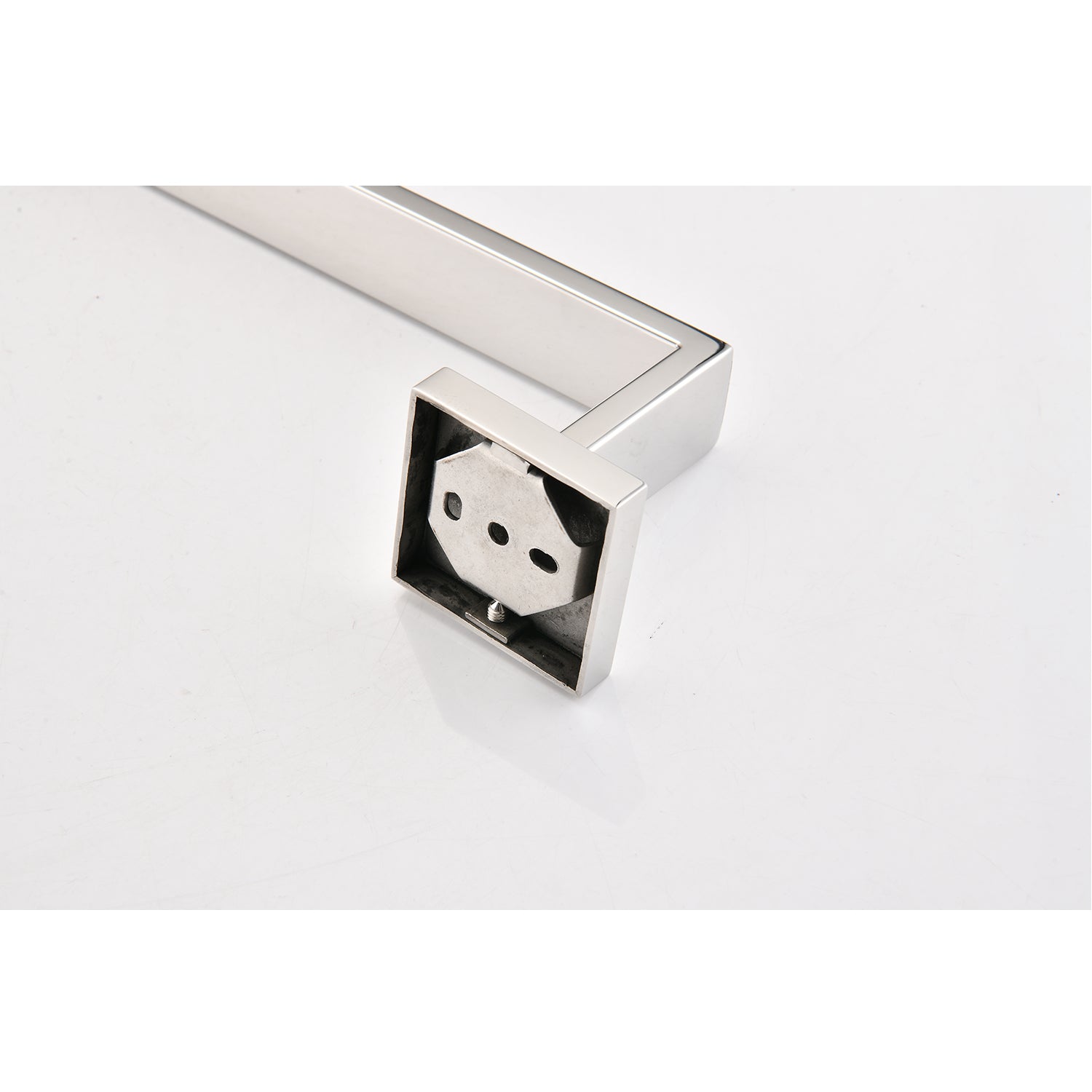 Polished chrome cabinet handle with square base for modern kitchen hardware