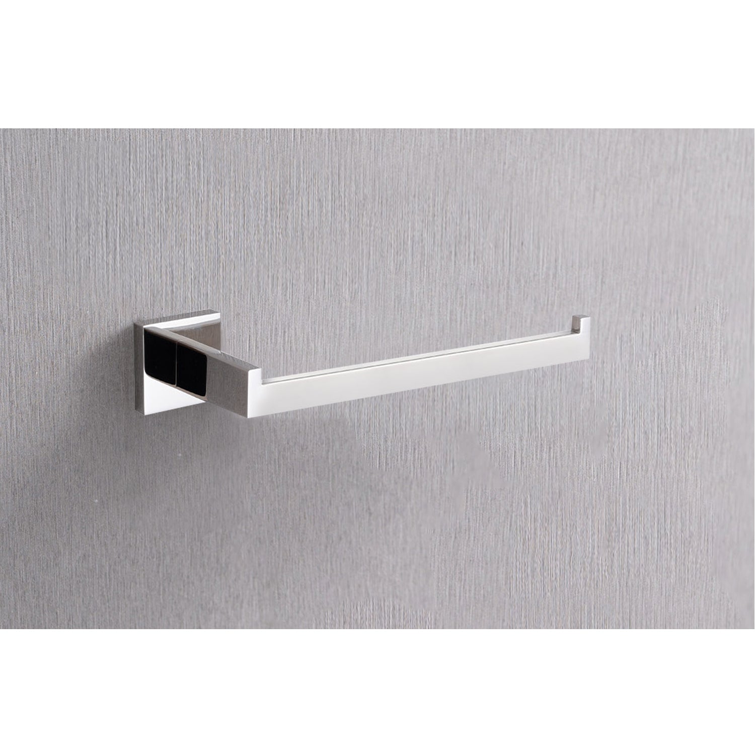 Sleek chrome wallmounted toilet paper holder with minimalist design