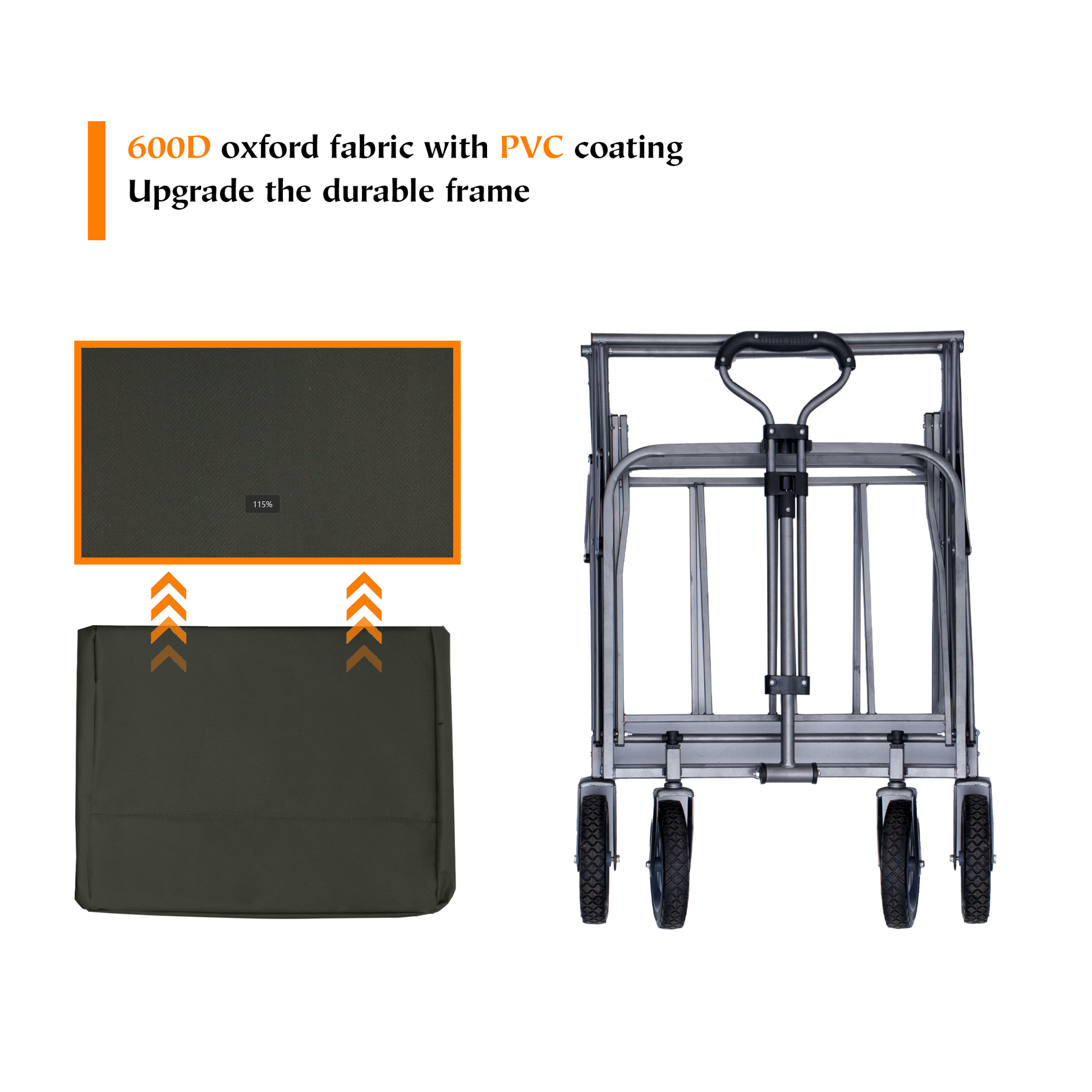 Collapsible hand truck with durable D oxford fabric cargo bag