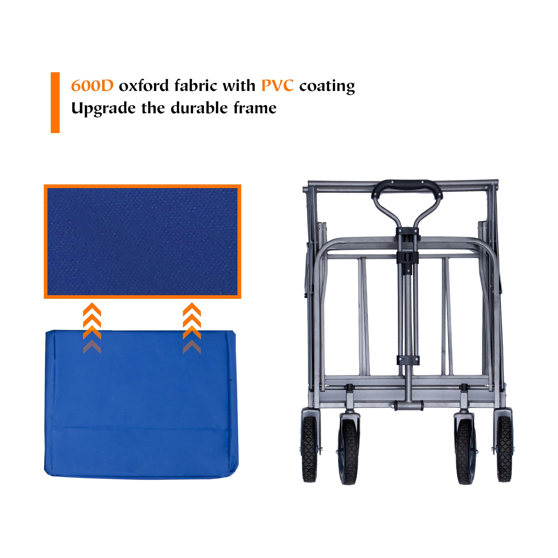 Blue D oxford fabric bag with PVC coating for rolling cart