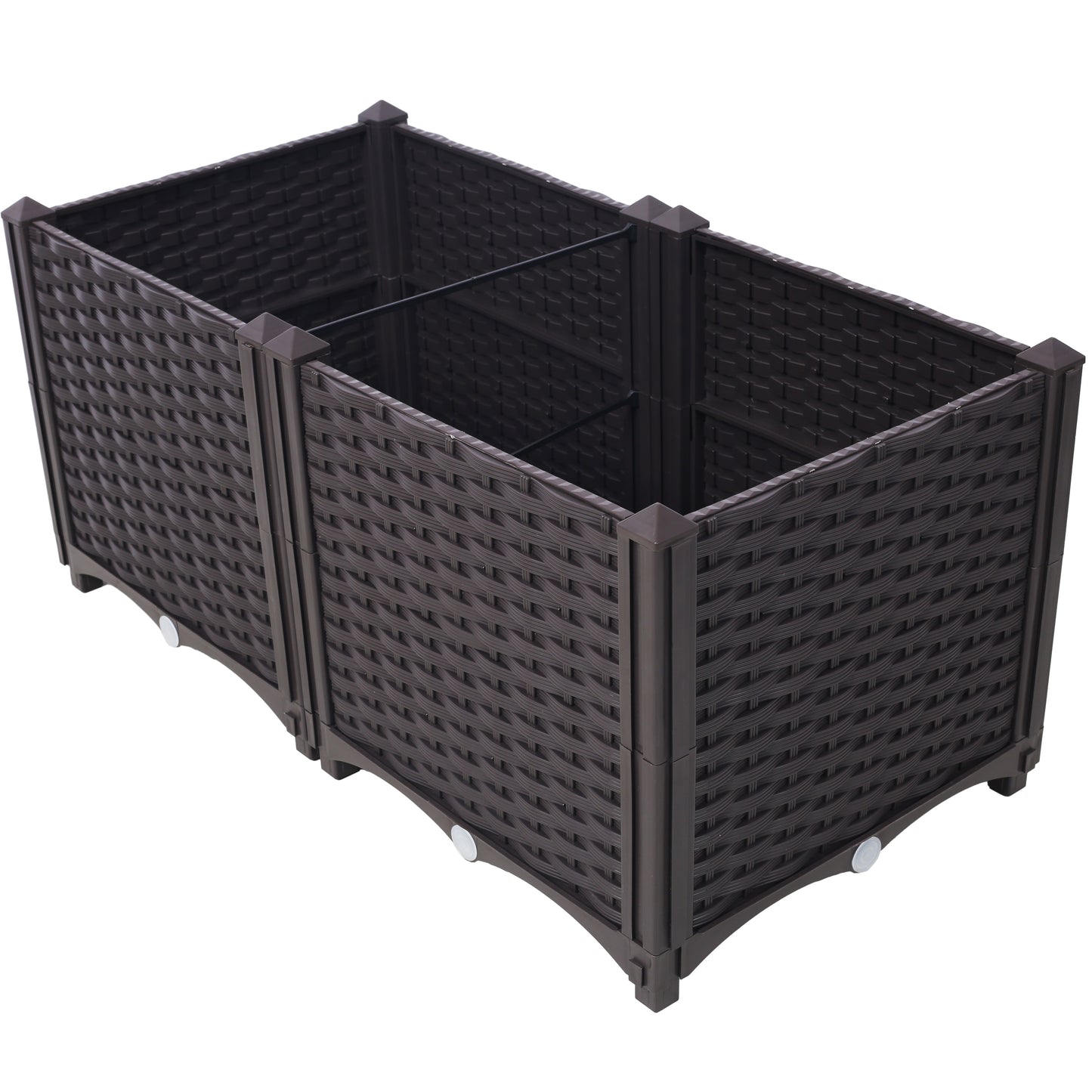 Dark brown rattanstyle rectangular raised garden bed modular design