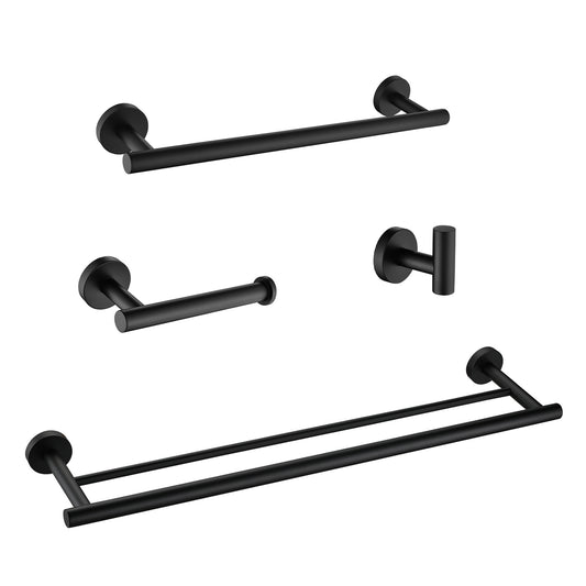 Black modern bathroom hardware set towel bar toilet paper holder and double towel bar