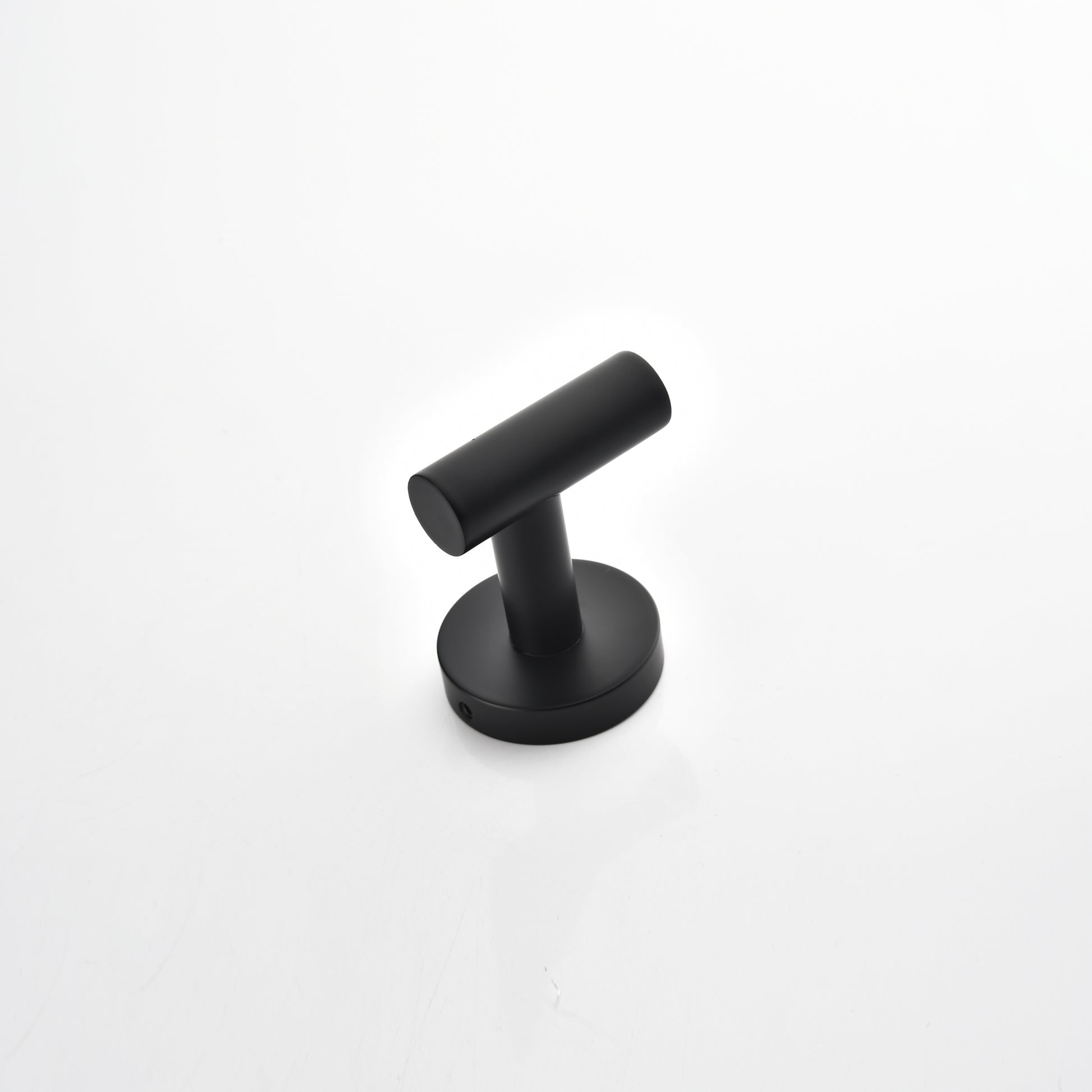 Modern matte black metal robe hook with minimalist design for bathrooms