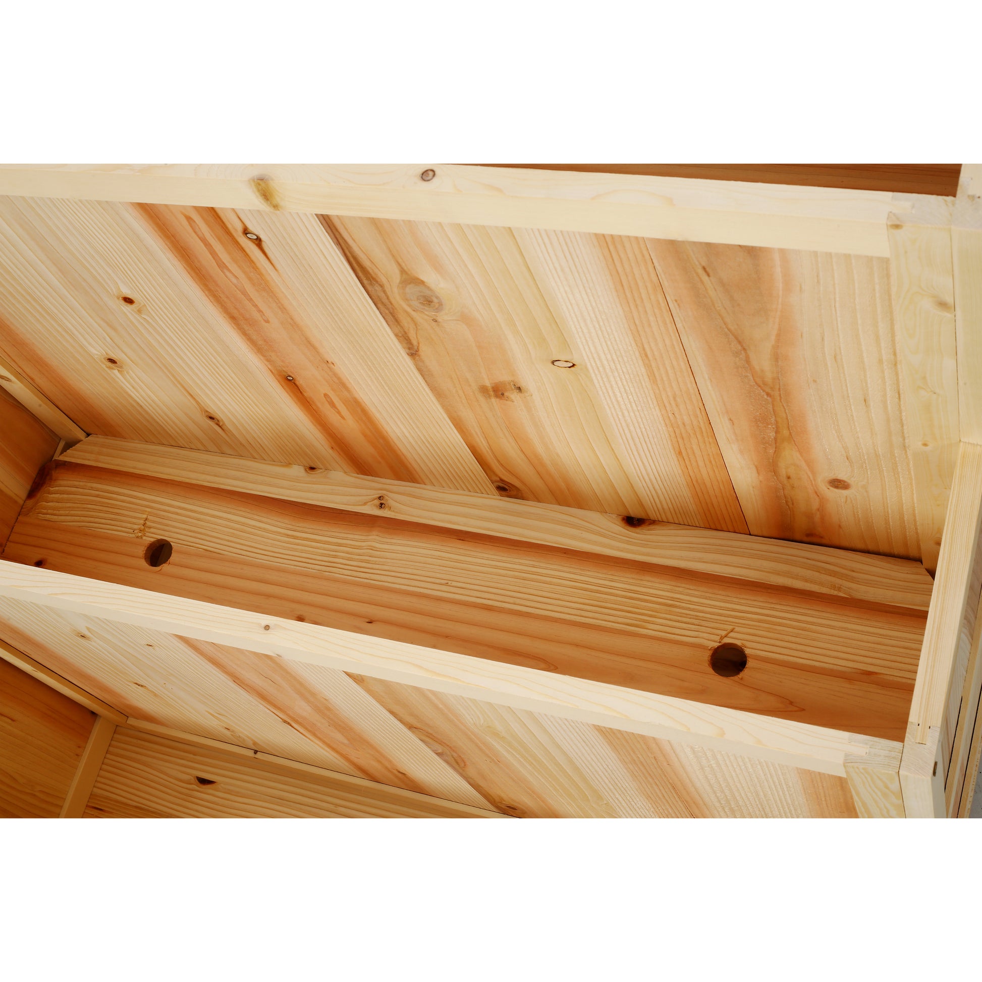 Closeup of untreated pine wood paneling for a rustic furniture build