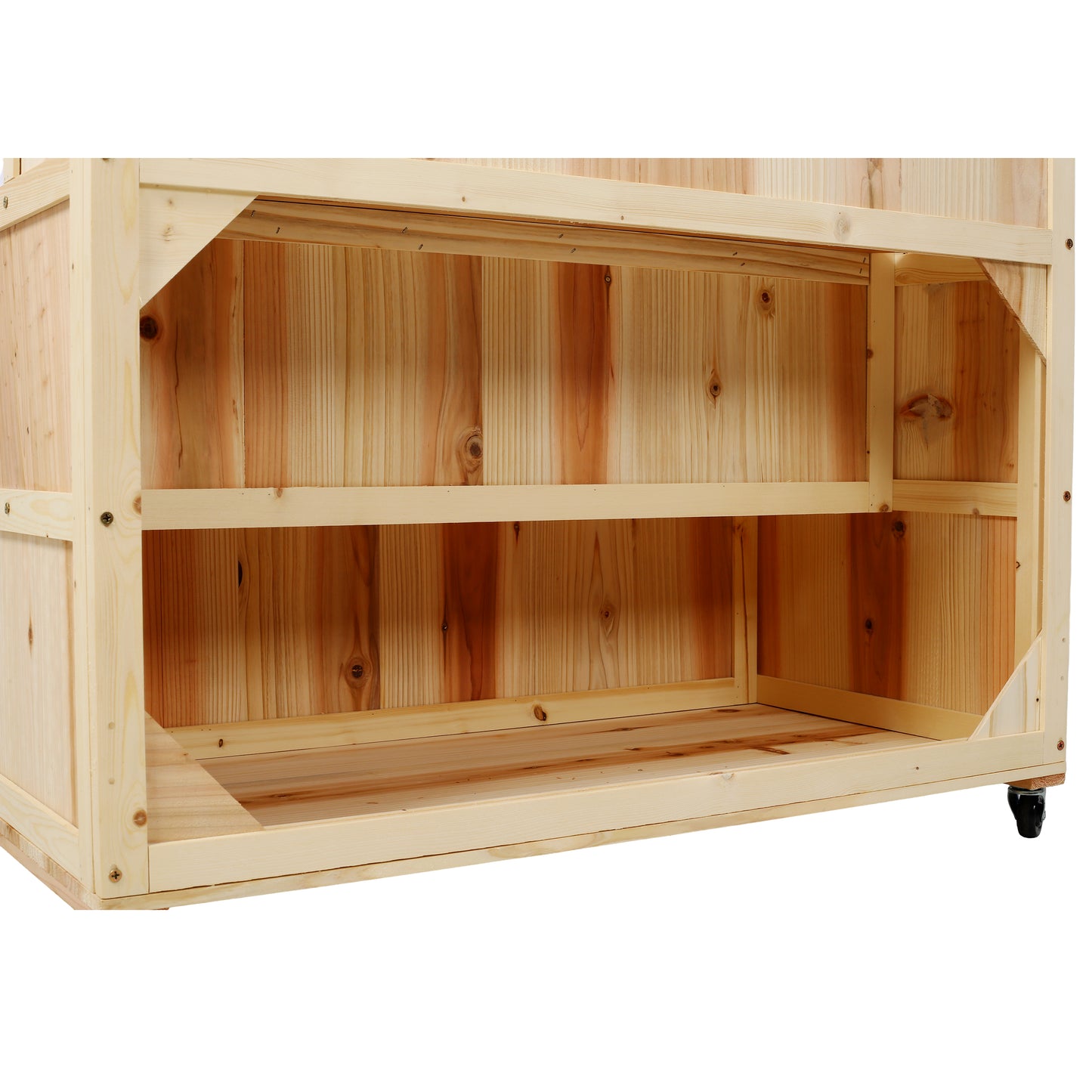 Unfinished pine wood storage unit with visible grain ideal for craft rooms