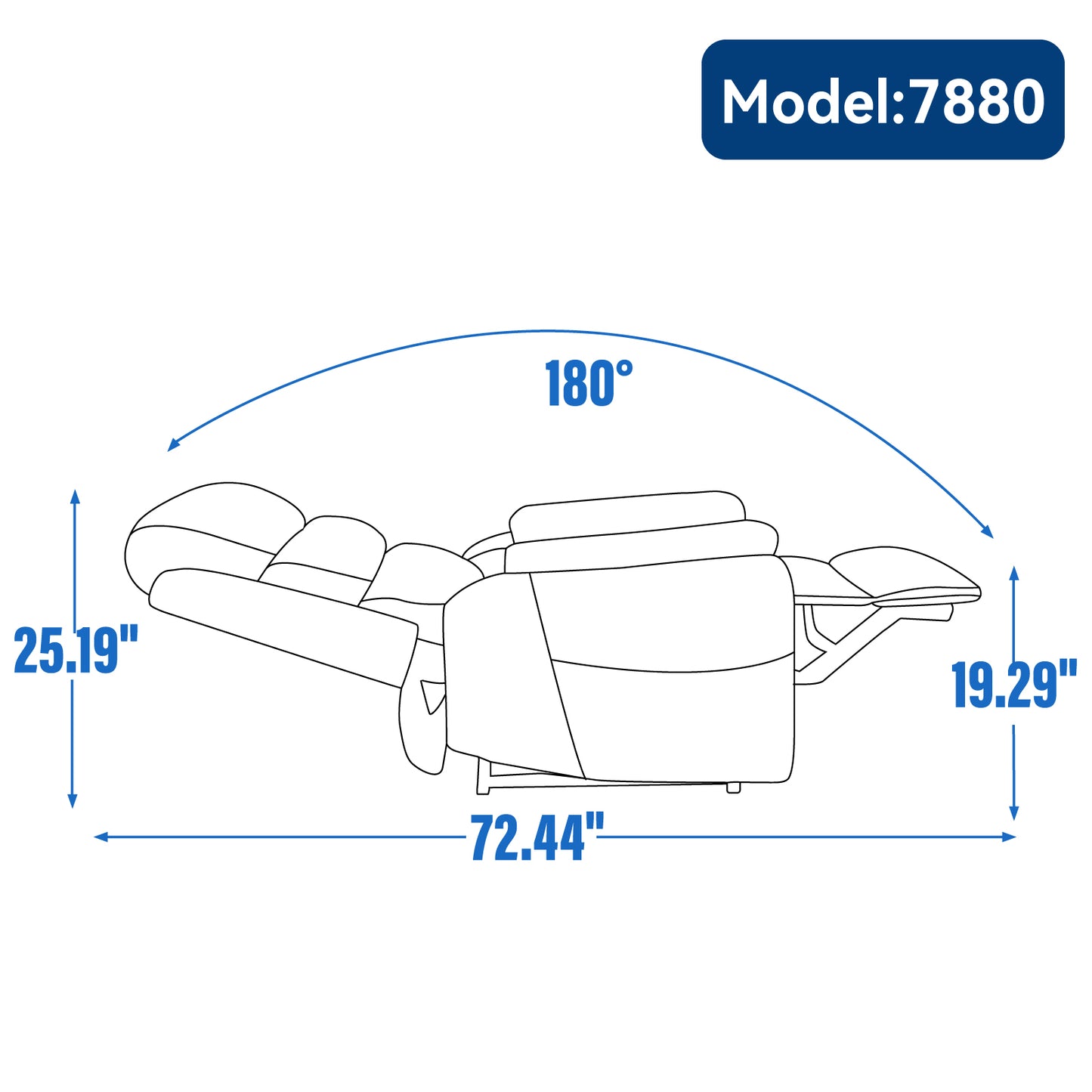 Model  recliner dimensions  width  height  depth when reclined
