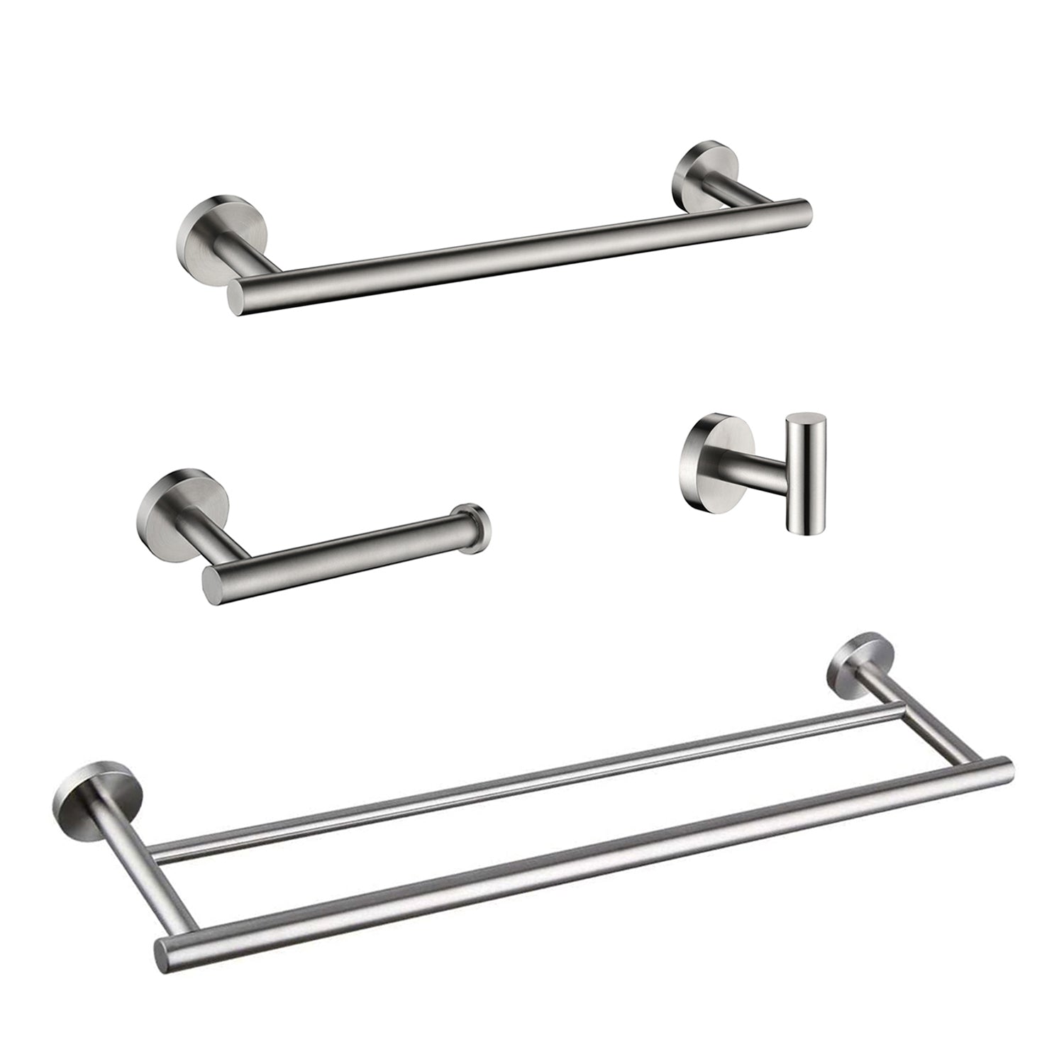 Brushed nickel towel bar with clean lines for modern bathrooms