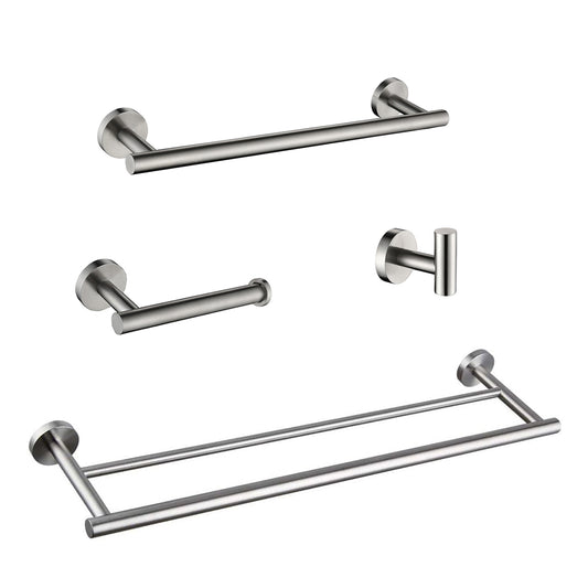 Brushed nickel towel bar with clean lines for modern bathrooms